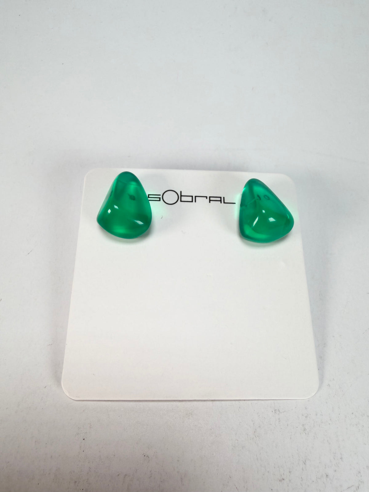 Sobral - Mix 2023 "Pequeno Diamante" Green Cristal Resin Earrings ( 003600 )