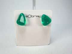 Sobral - Mix 2023 "Pequeno Diamante" Green Cristal Resin Earrings ( 003600 )