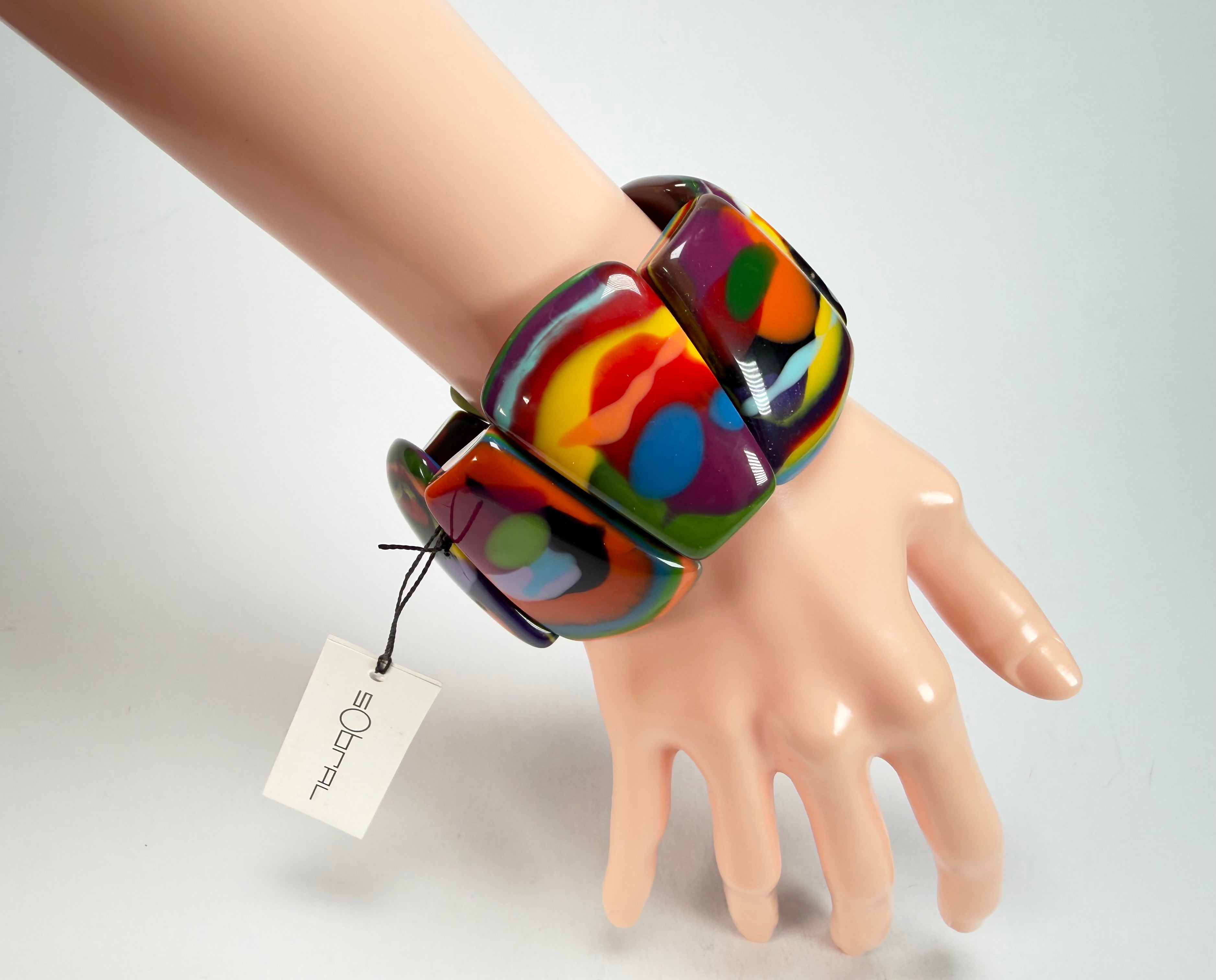 Sobral - Multi-Colour "Rimla" K Elasticated Resin Bracelet ( 004498 )