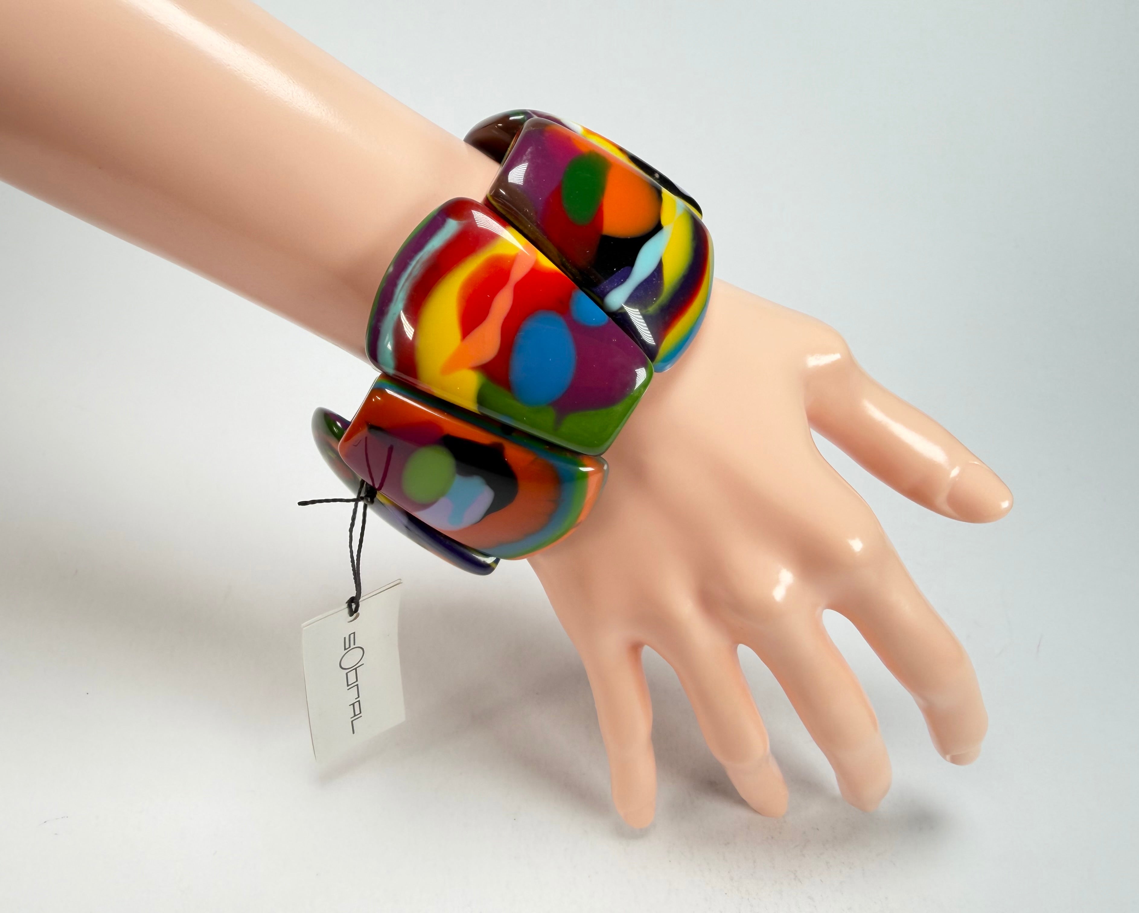 Sobral - Multi-Colour "Rimla" K Elasticated Resin Bracelet ( 004498 )