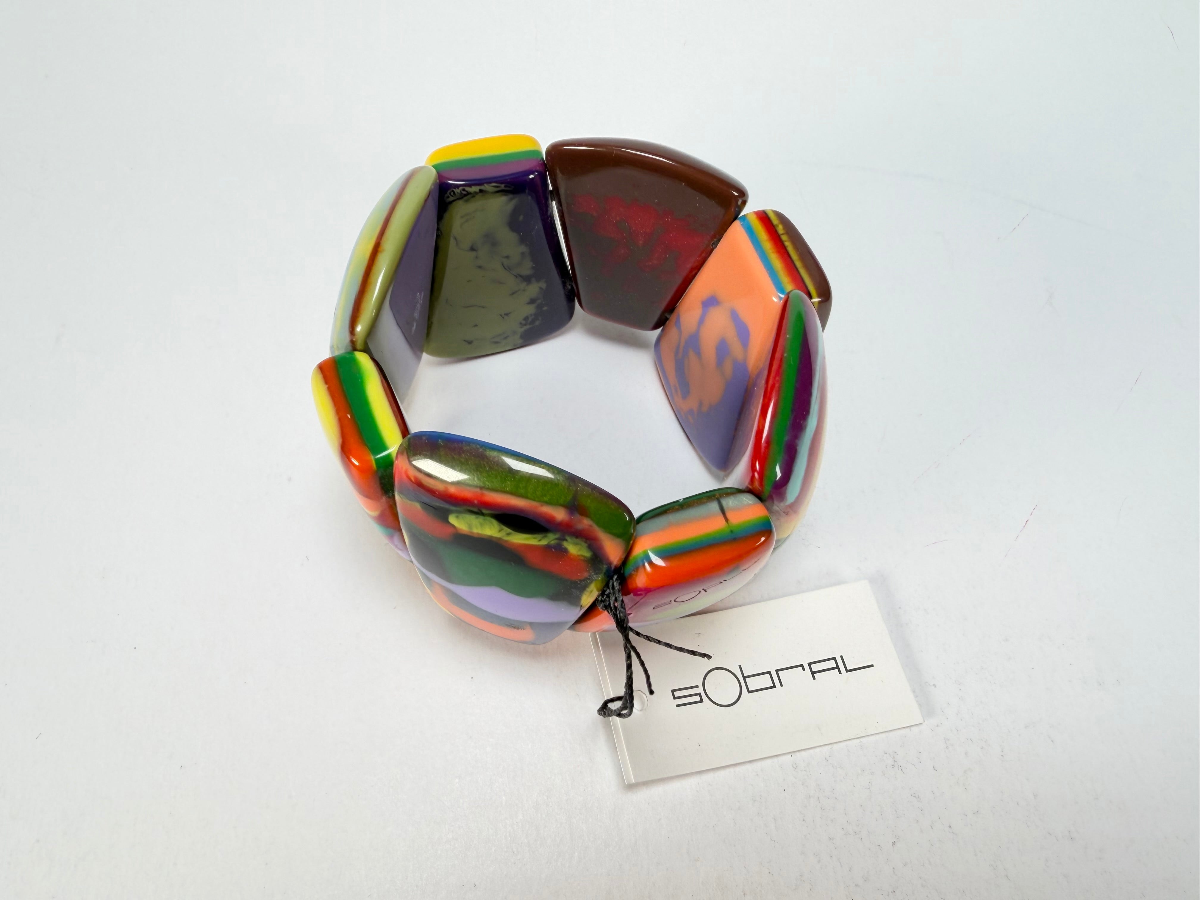 Sobral - Multi-Colour "Rimla" K Elasticated Resin Bracelet ( 004498 )