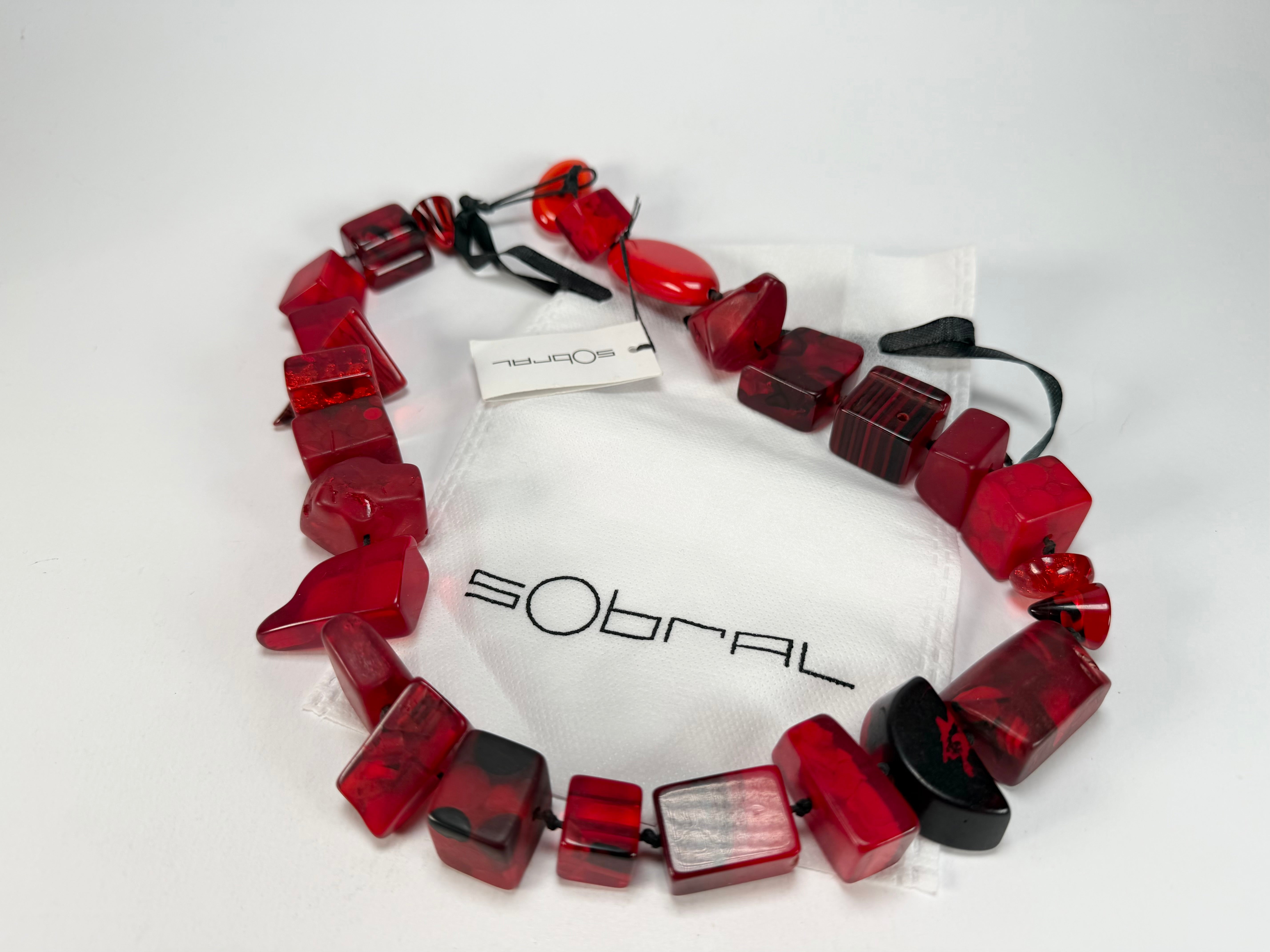 Sobral - Indiana "Vermelho" Red Mix 70cm Resin Necklace ( 000033 )