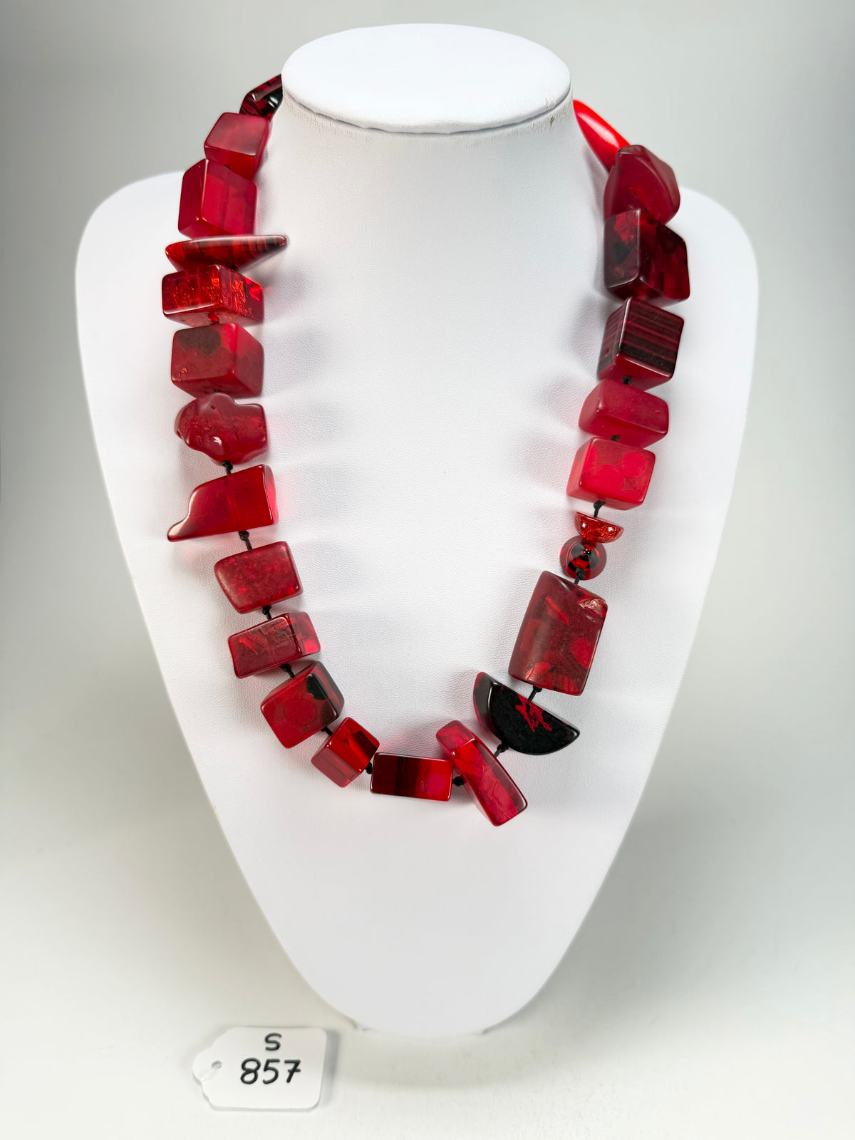 Sobral - Indiana "Vermelho" Red Mix 70cm Resin Necklace ( 000033 )