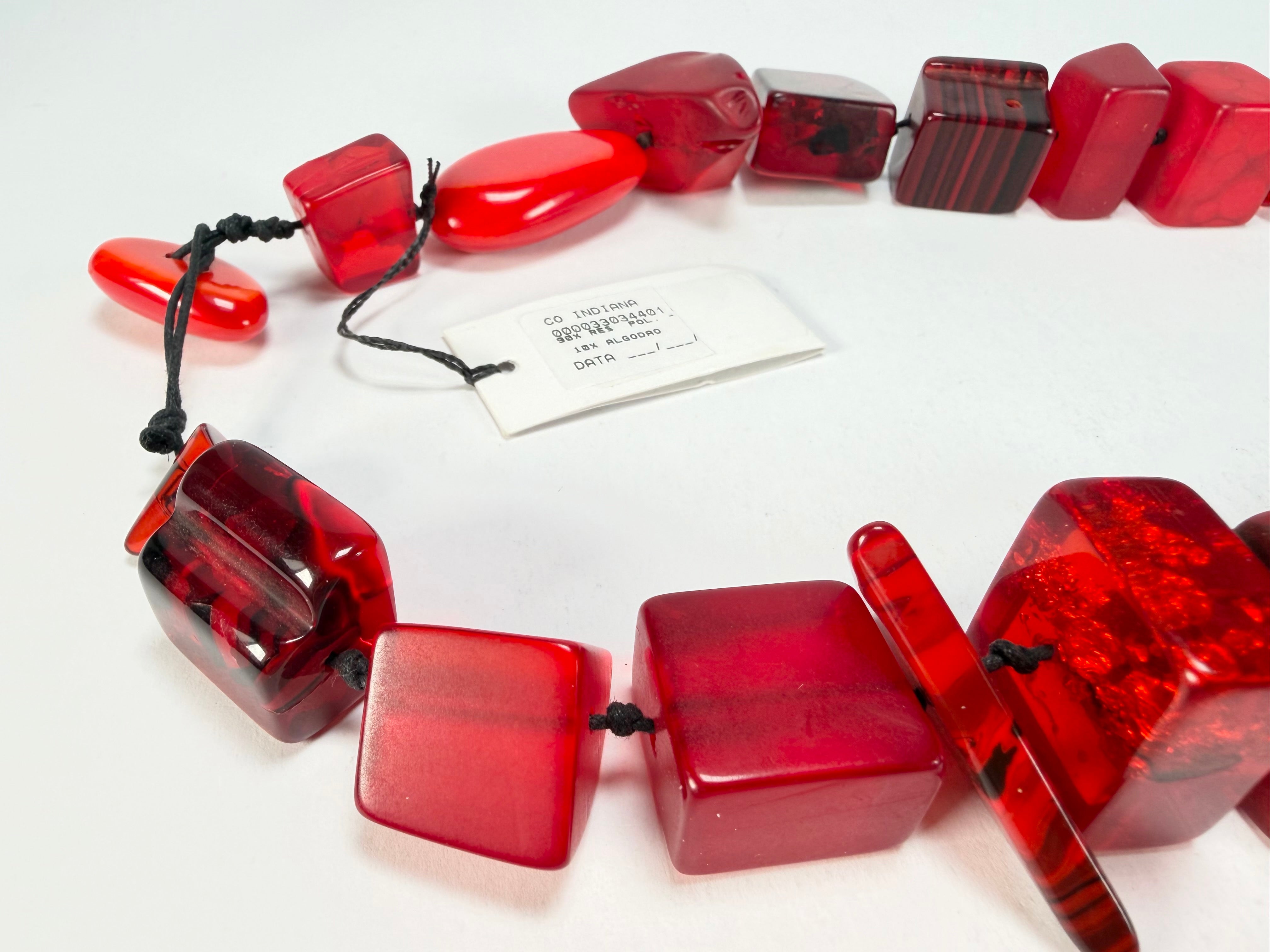 Sobral - Indiana "Vermelho" Red Mix 70cm Resin Necklace ( 000033 )
