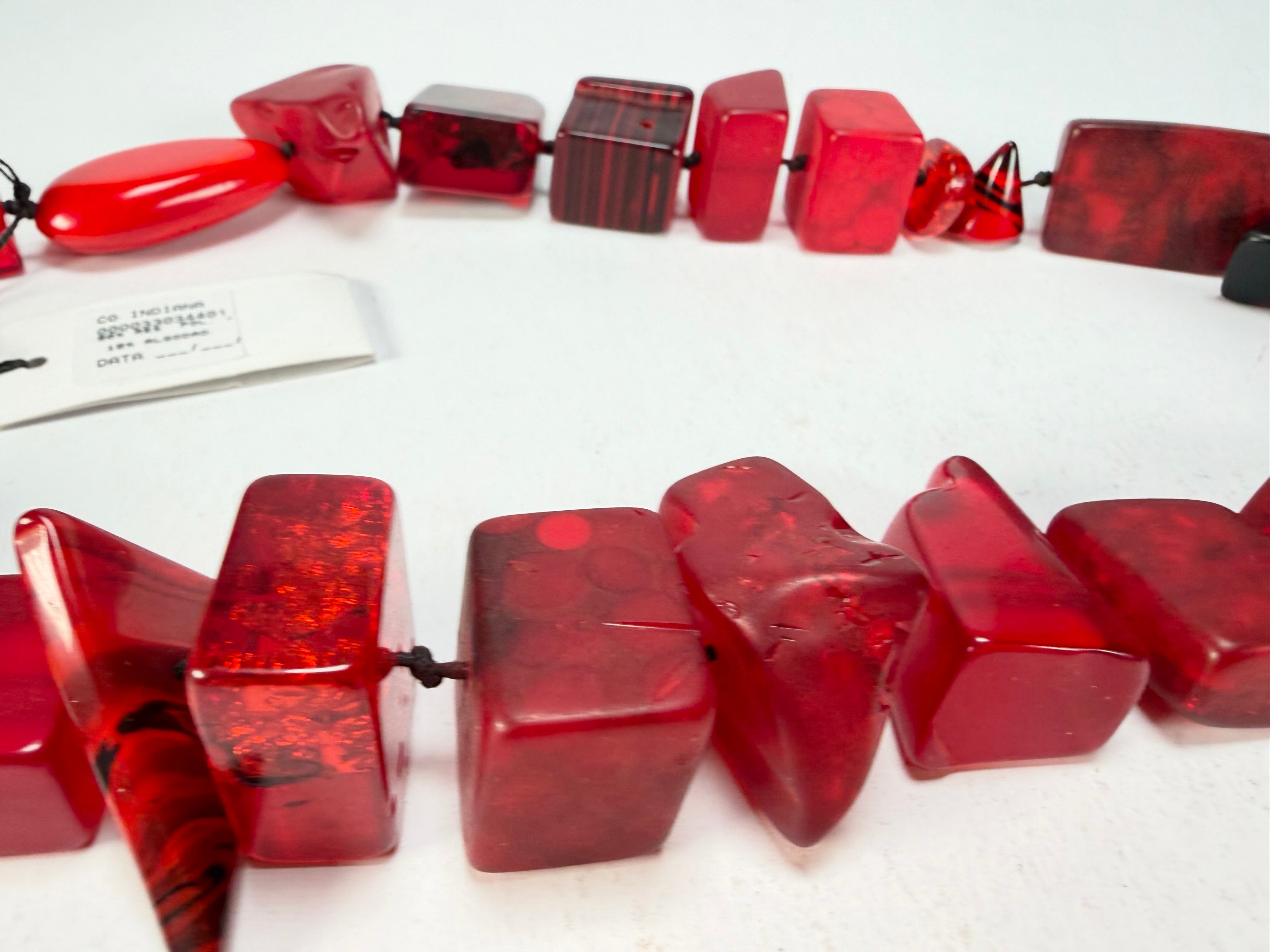 Sobral - Indiana "Vermelho" Red Mix 70cm Resin Necklace ( 000033 )