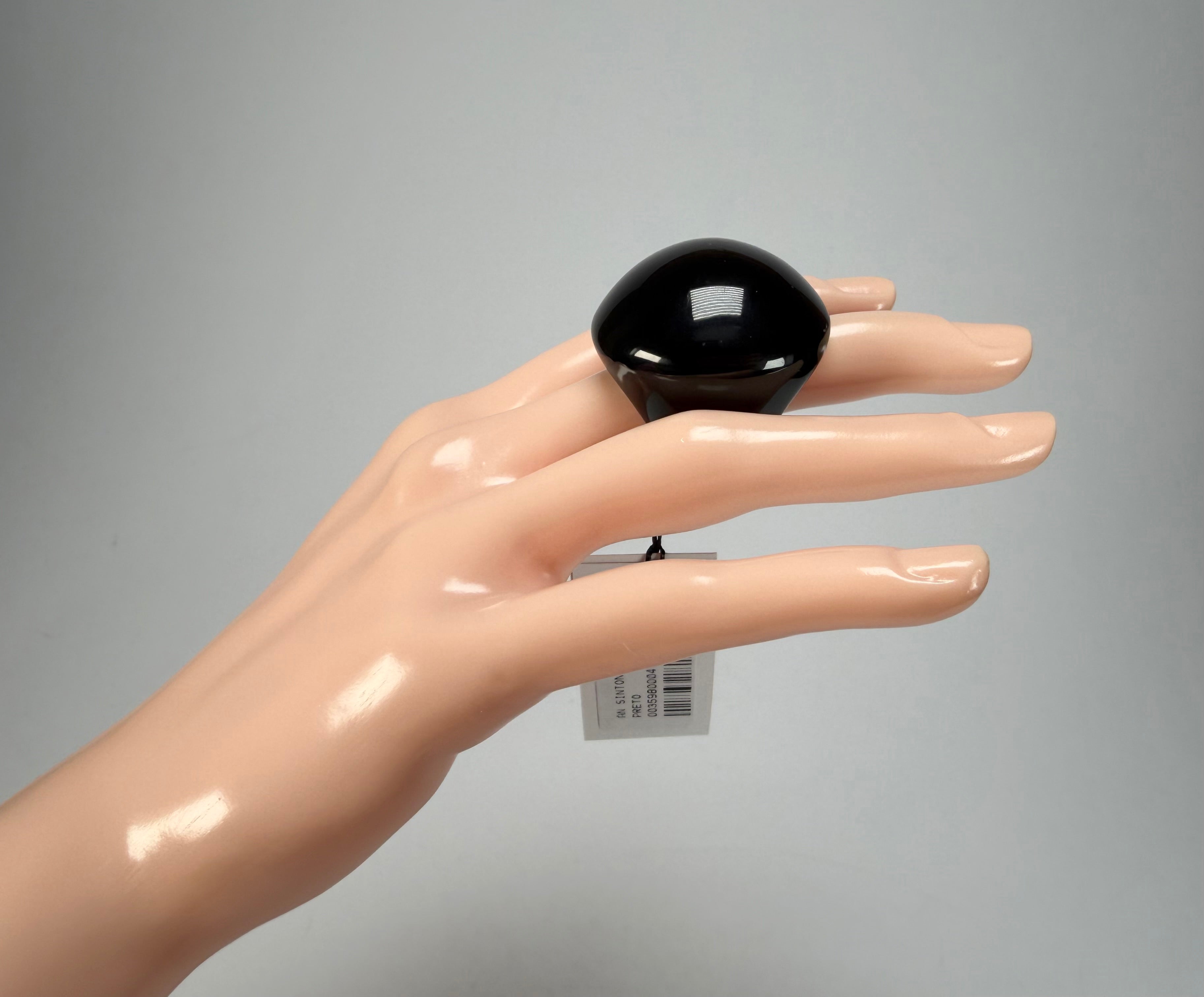 Sobral - Mix 2023 "Sintonia" Black Resin Ring ( 003598 ) - Size UK S / US 9