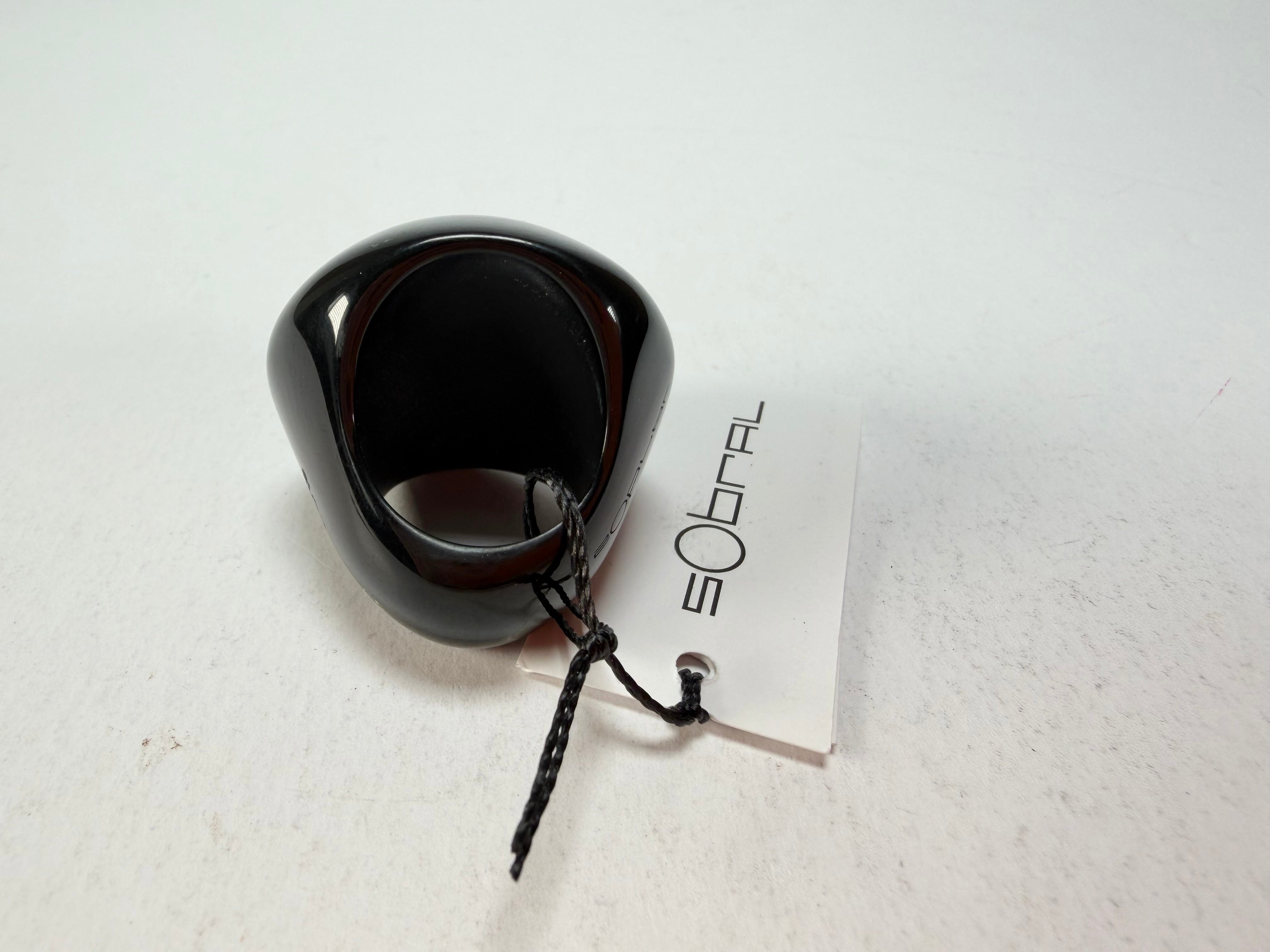 Sobral - Mix 2023 "Sintonia" Black Resin Ring ( 003598 ) - Size UK S / US 9