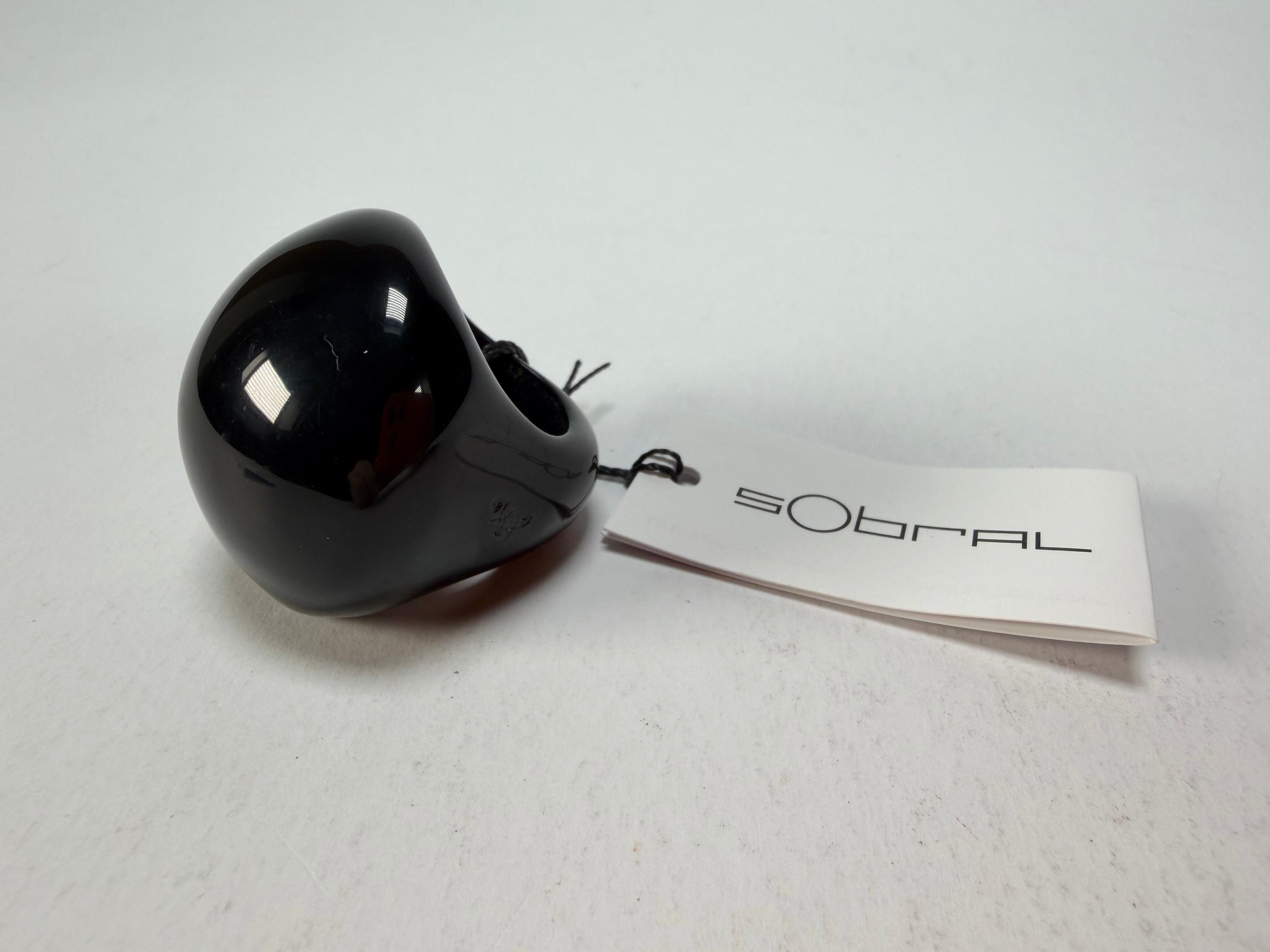 Sobral - Mix 2023 "Sintonia" Black Resin Ring ( 003598 ) - Size UK P / US 7.5