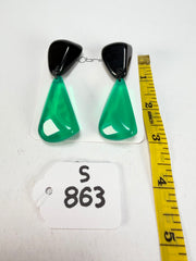 Sobral - Mix 2023 "Cusco" Black & Green Cristal Resin Clip On Earrings ( 001417 )