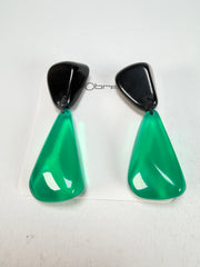 Sobral - Mix 2023 "Cusco" Black & Green Cristal Resin Clip On Earrings ( 001417 )