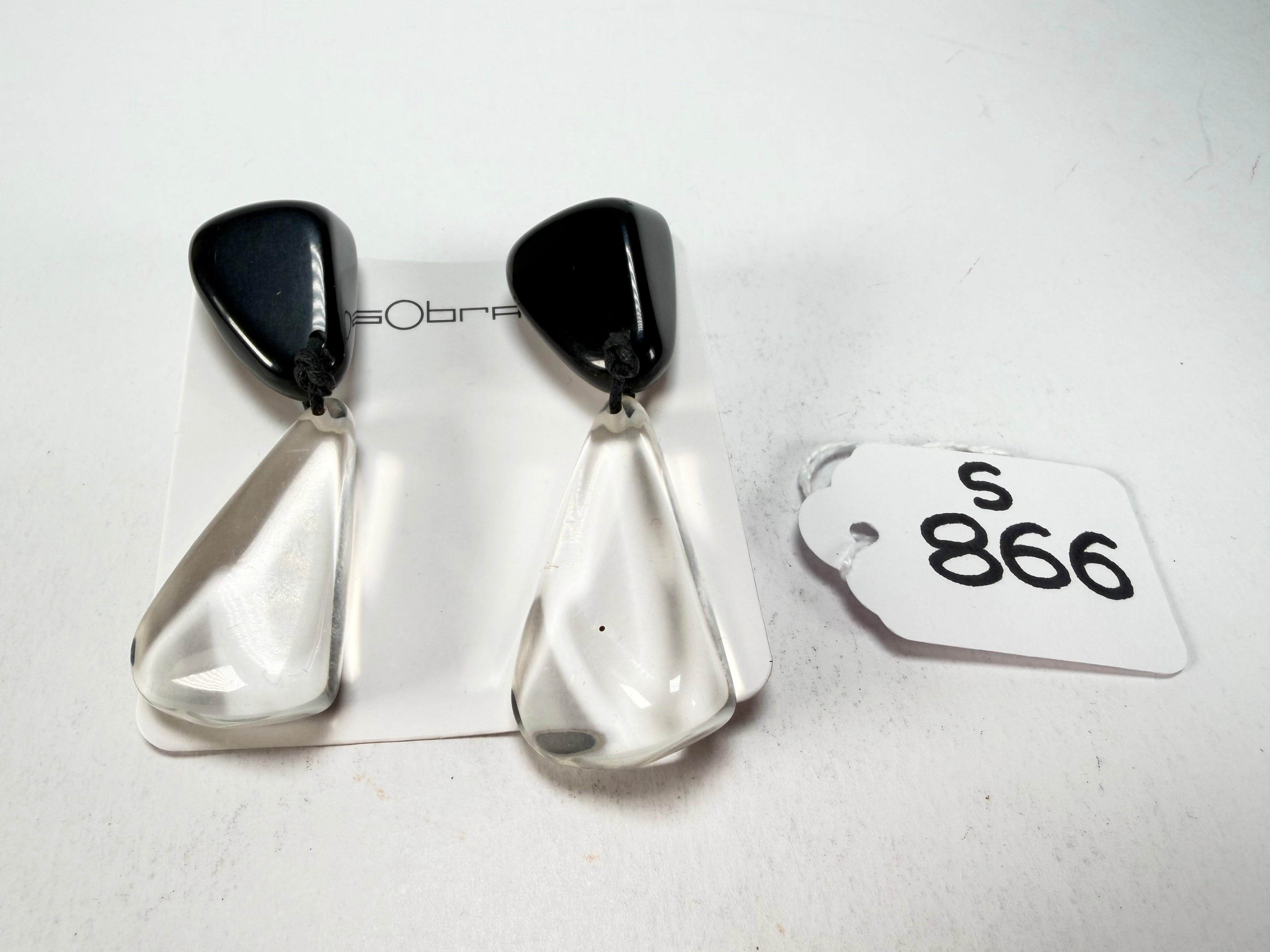 Sobral - Mix 2023 "Cusco" Black & Cristal Resin Clip On Earrings ( 001417 )