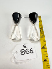 Sobral - Mix 2023 "Cusco" Black & Cristal Resin Clip On Earrings ( 001417 )