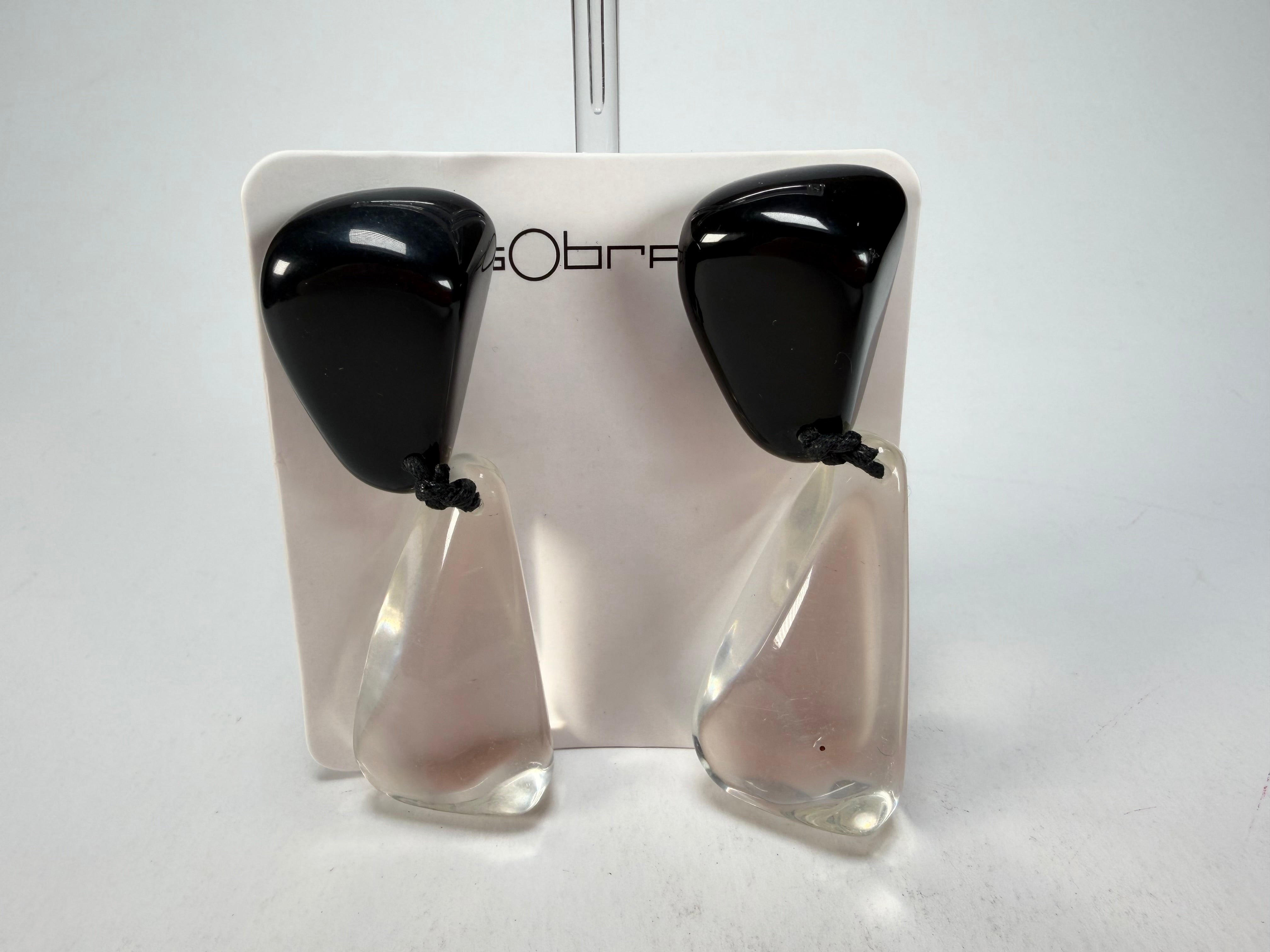 Sobral - Mix 2023 "Cusco" Black & Cristal Resin Clip On Earrings ( 001417 )