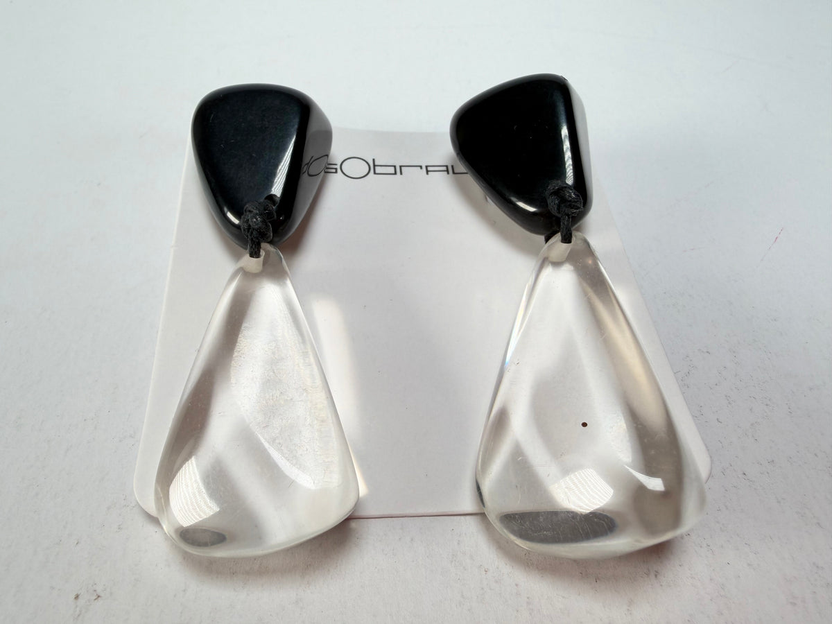 Sobral - Mix 2023 "Cusco" Black & Cristal Resin Clip On Earrings ( 001417 )
