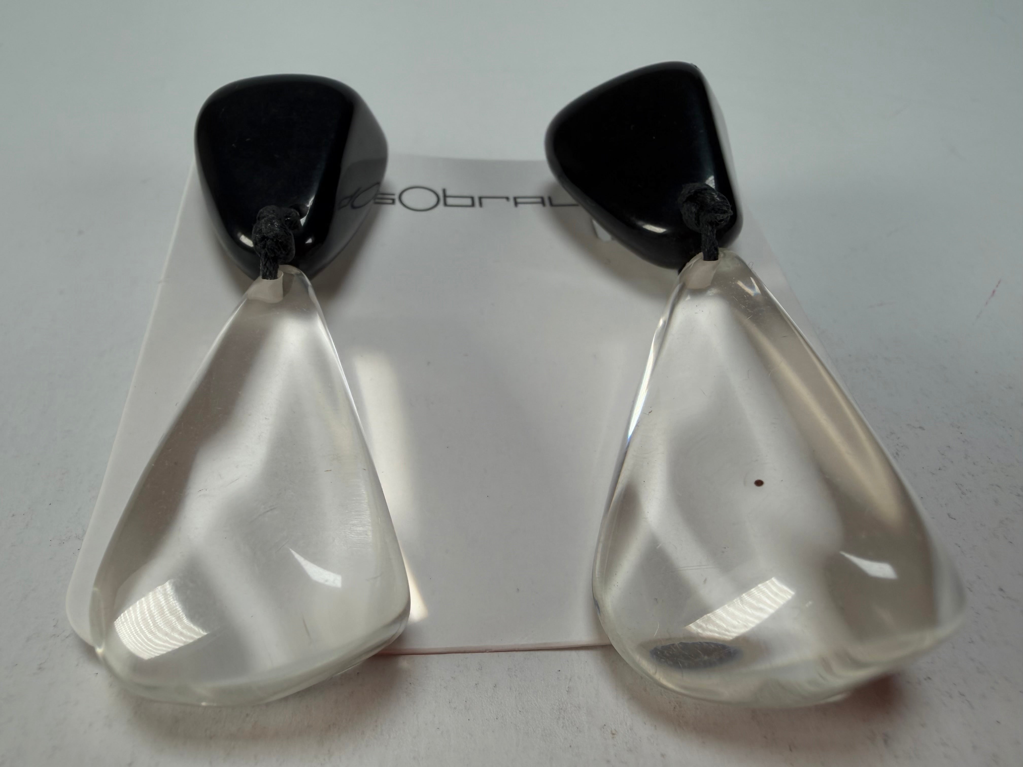 Sobral - Mix 2023 "Cusco" Black & Cristal Resin Clip On Earrings ( 001417 )