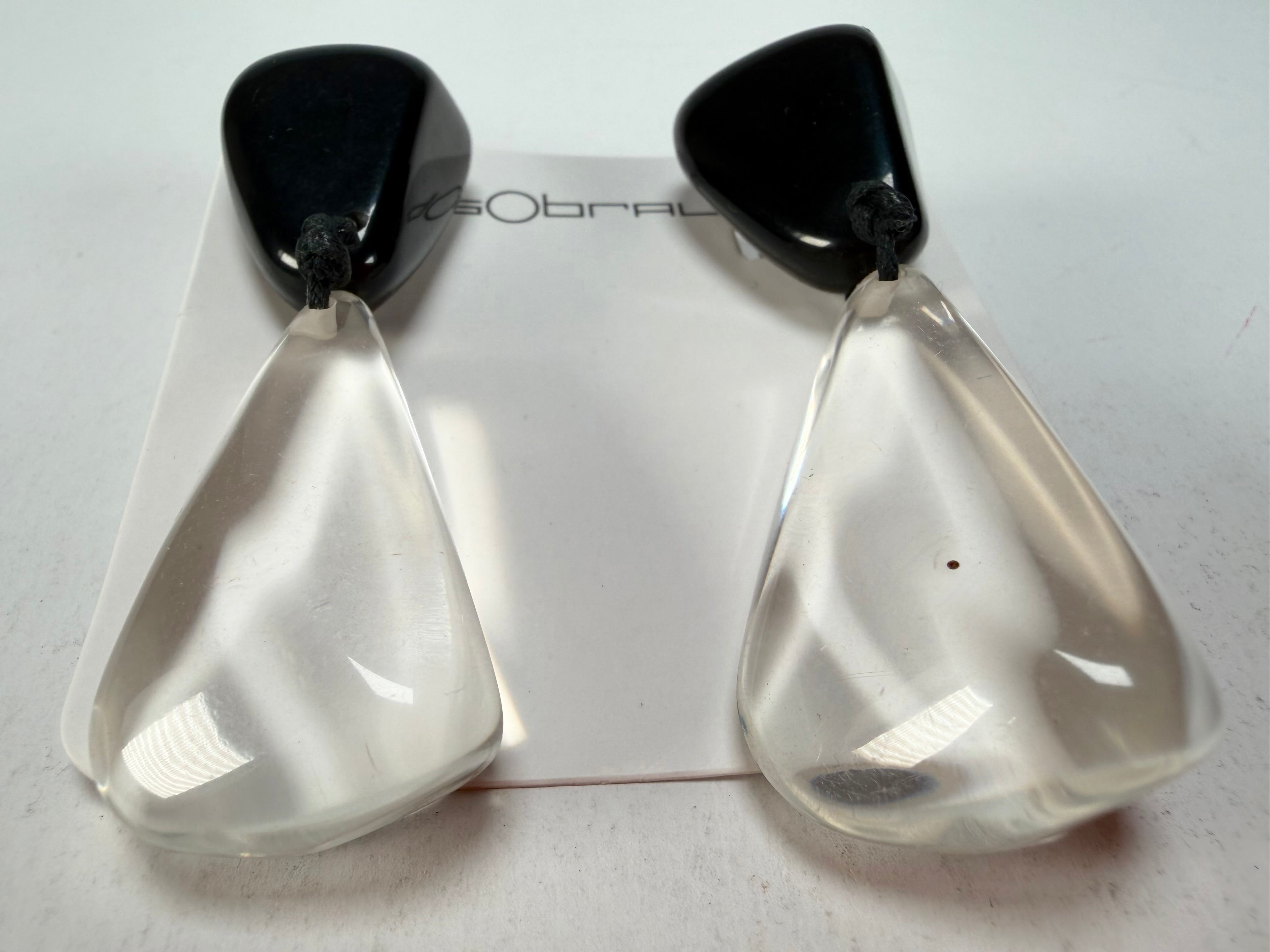 Sobral - Mix 2023 "Cusco" Black & Cristal Resin Clip On Earrings ( 001417 )
