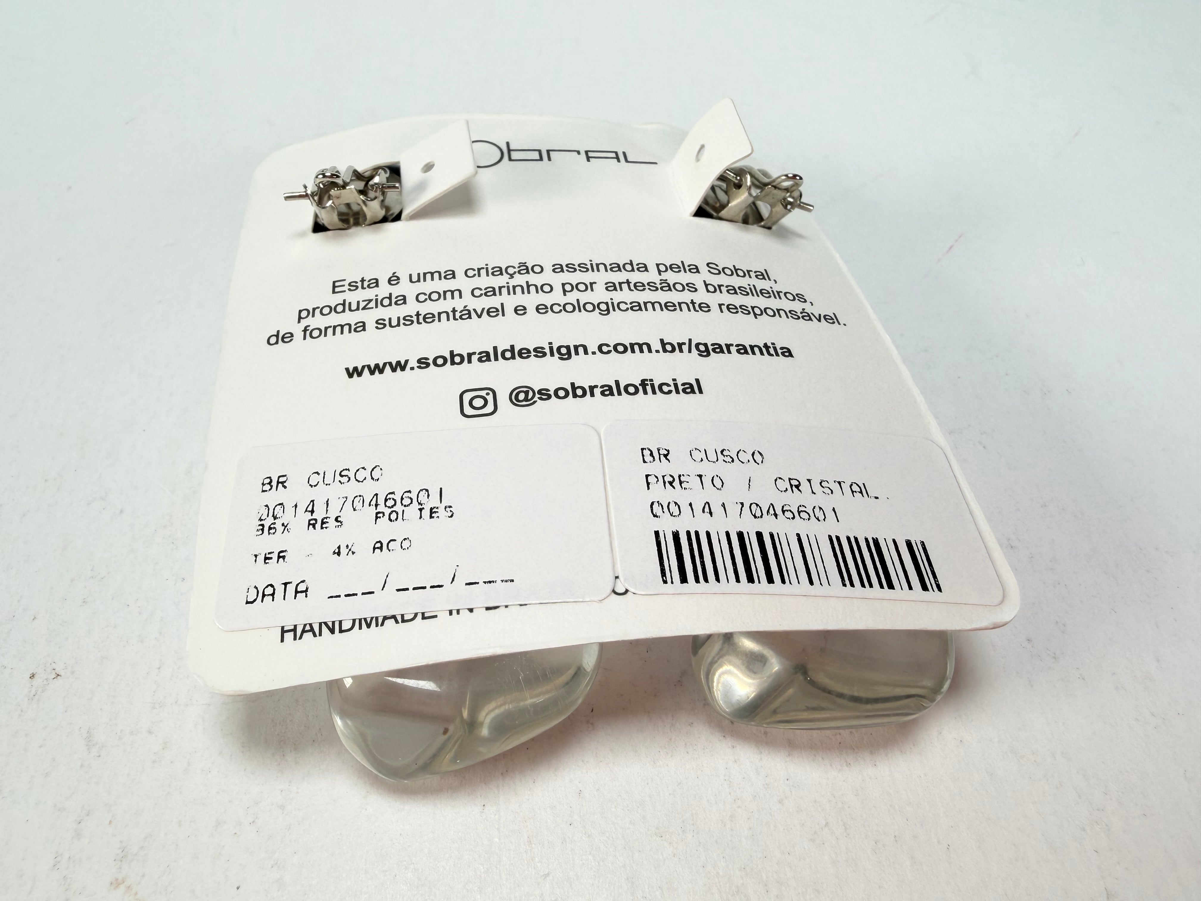 Sobral - Mix 2023 "Cusco" Black & Cristal Resin Clip On Earrings ( 001417 )
