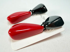 Sobral - Mix 2023 "Cusco" Black & Red Resin Clip On Earrings ( 001417 )