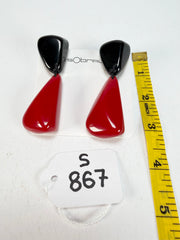 Sobral - Mix 2023 "Cusco" Black & Red Resin Clip On Earrings ( 001417 )