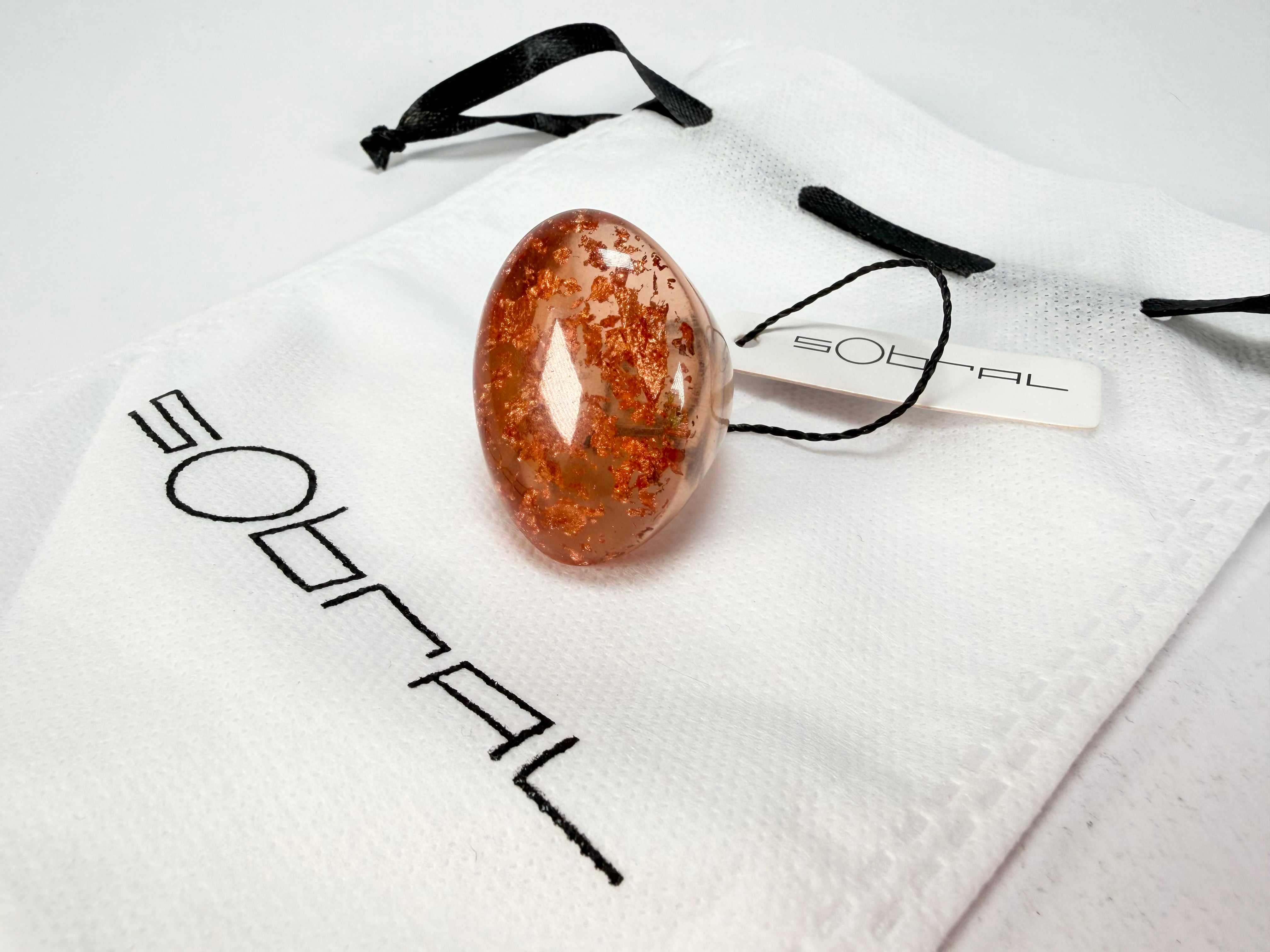 Sobral - Champagne "Super" Resin Ring ( 004337 ) - Size UK N / US 6.5
