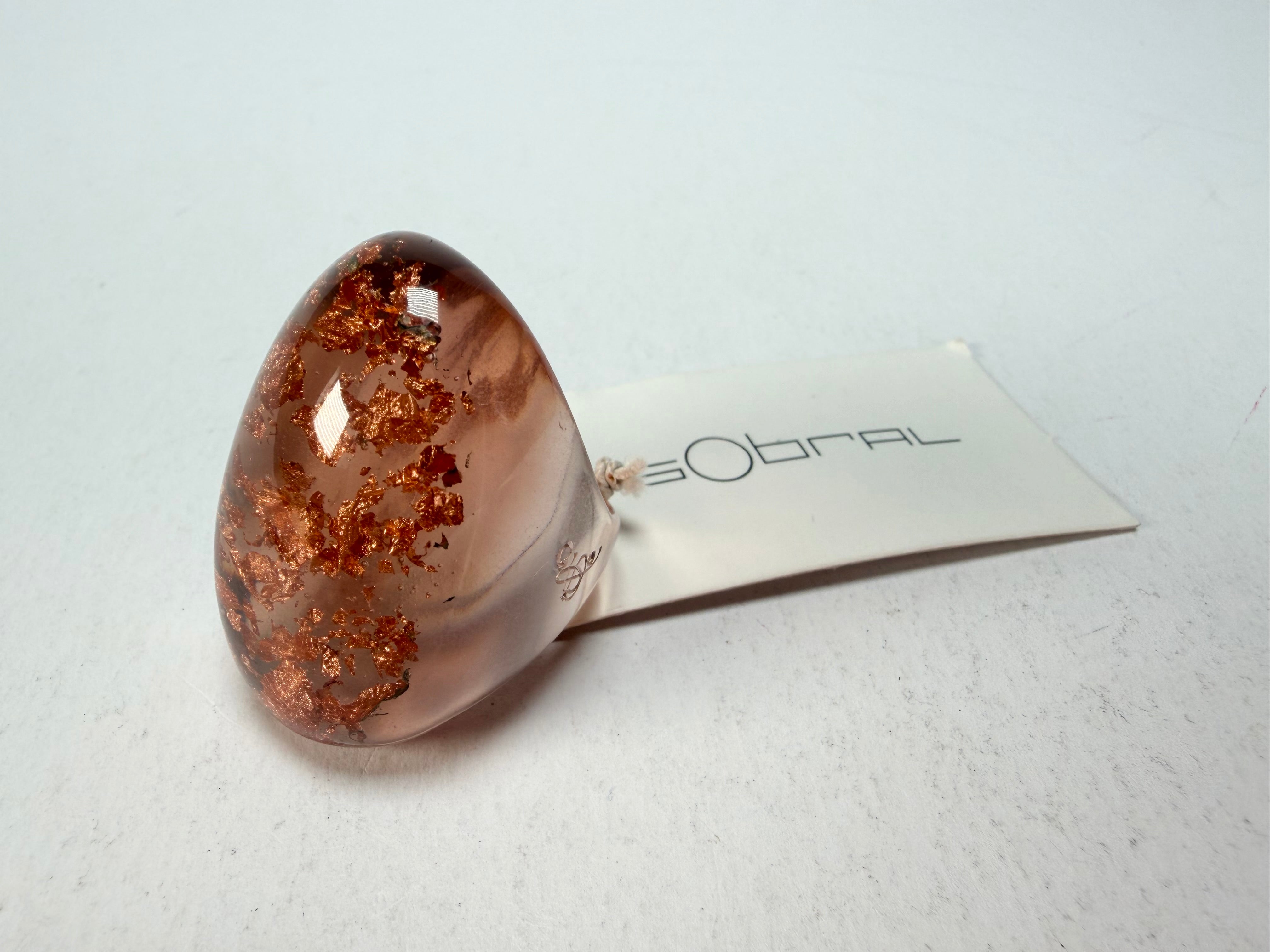 Sobral - Champagne "Super" Resin Ring ( 004337 ) - Size UK Q / US 8