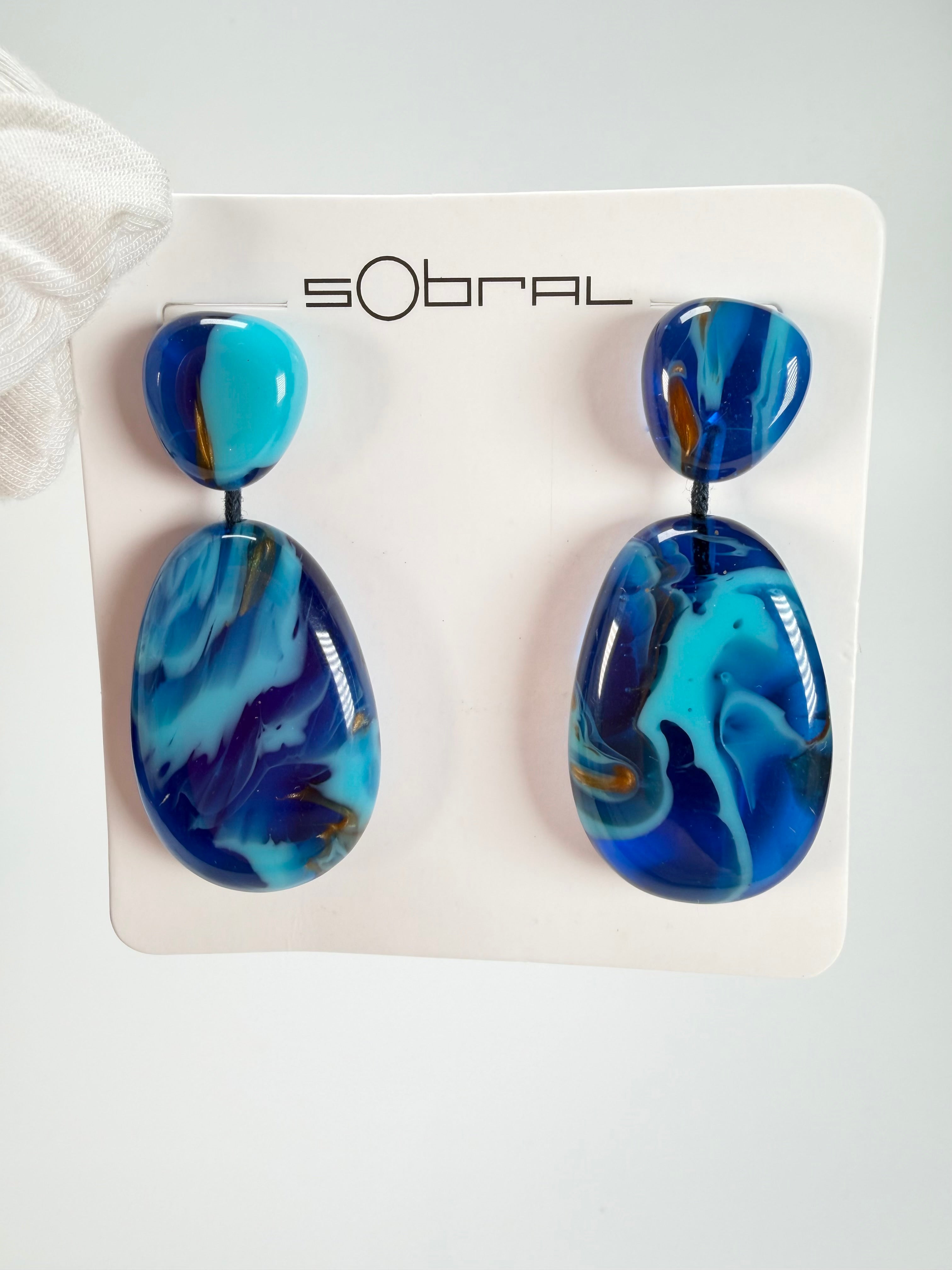 Sobral - Noite Estrelada "Petrolina" Resin Earrings ( 005498 )