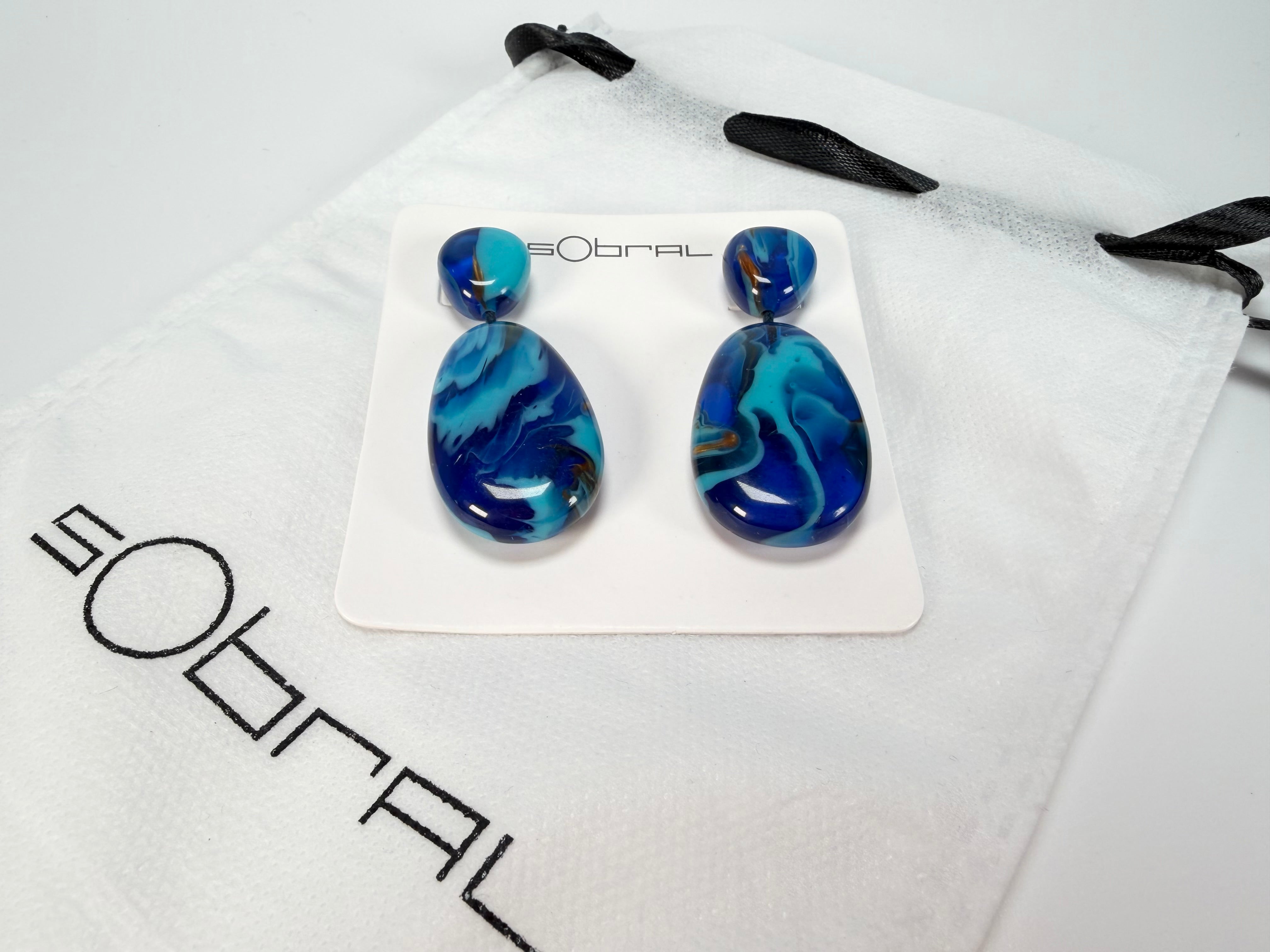 Sobral - Noite Estrelada "Petrolina" Resin Earrings ( 005498 )
