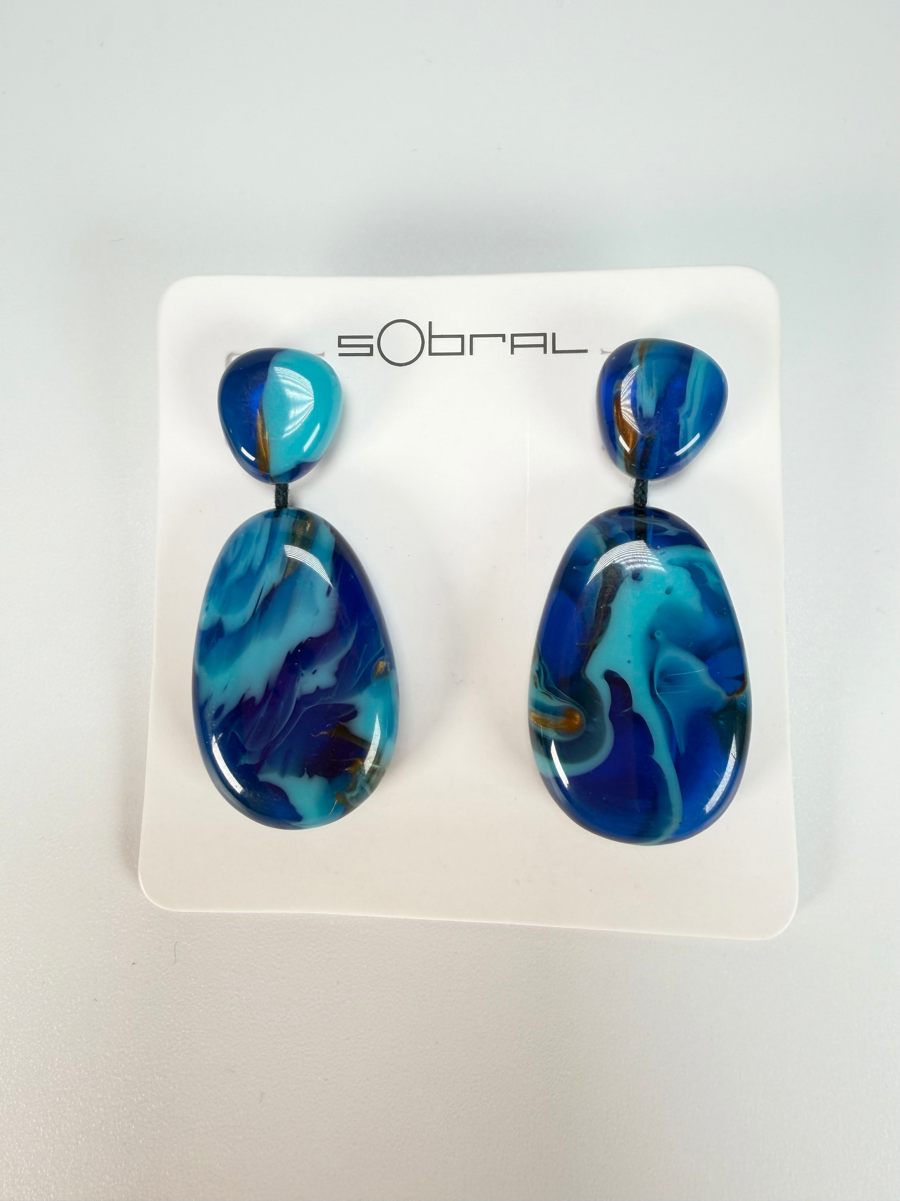 Sobral - Noite Estrelada "Petrolina" Resin Earrings ( 005498 )