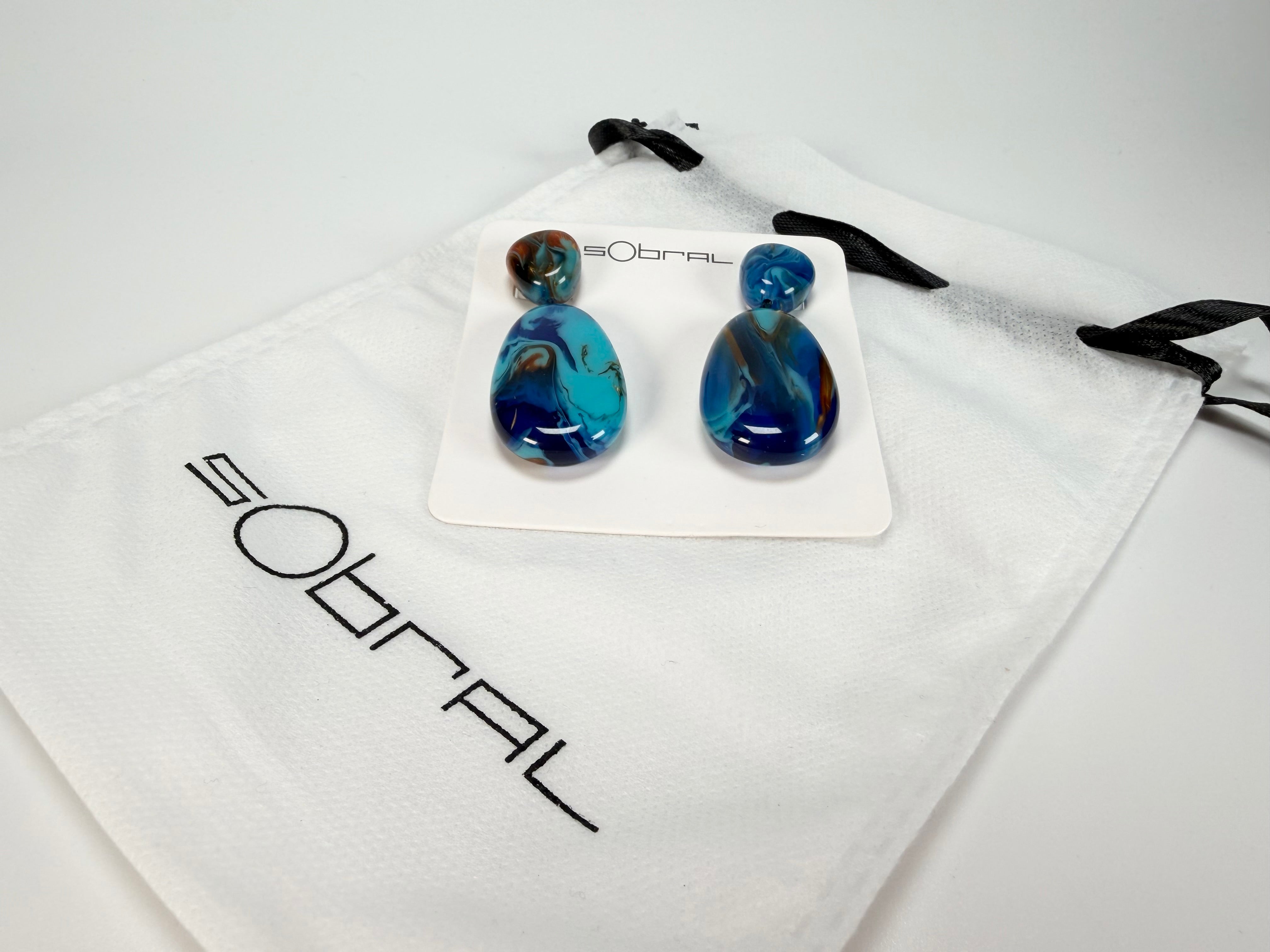 Sobral - Noite Estrelada "Petrolina" Resin Earrings ( 005498 )