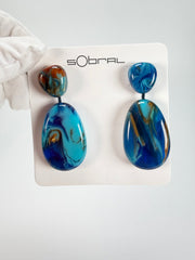 Sobral - Noite Estrelada "Petrolina" Resin Earrings ( 005498 )