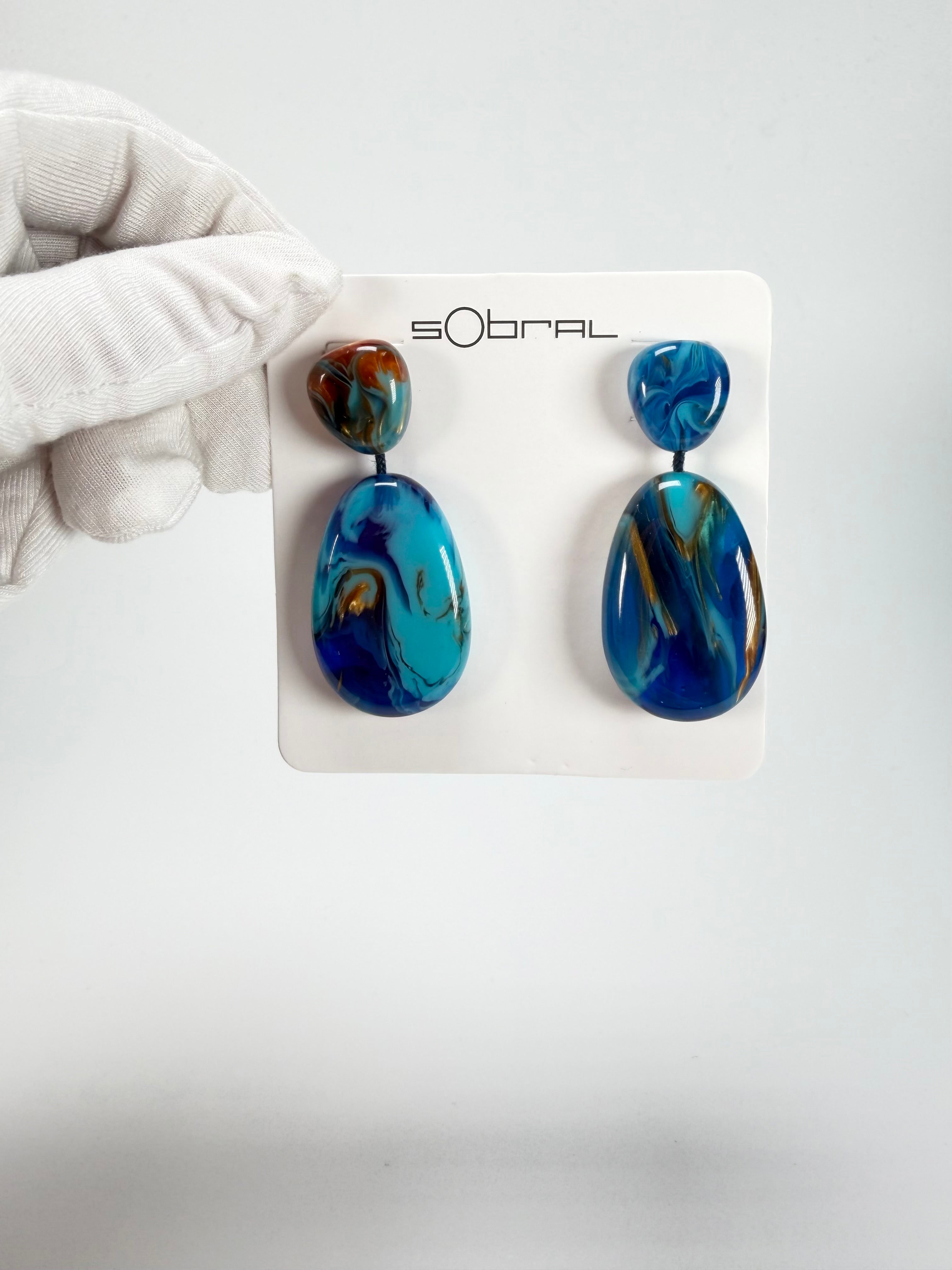 Sobral - Noite Estrelada "Petrolina" Resin Earrings ( 005498 )