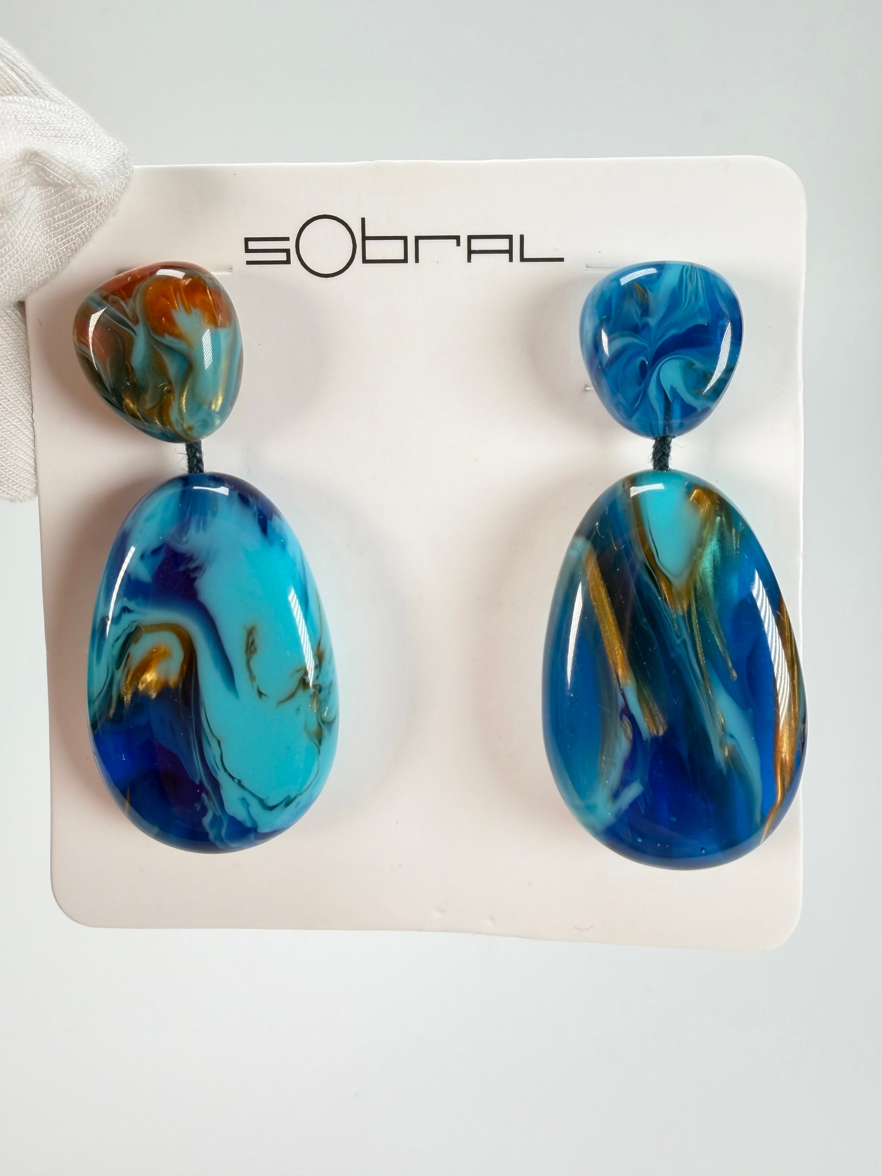 Sobral - Noite Estrelada "Petrolina" Resin Earrings ( 005498 )