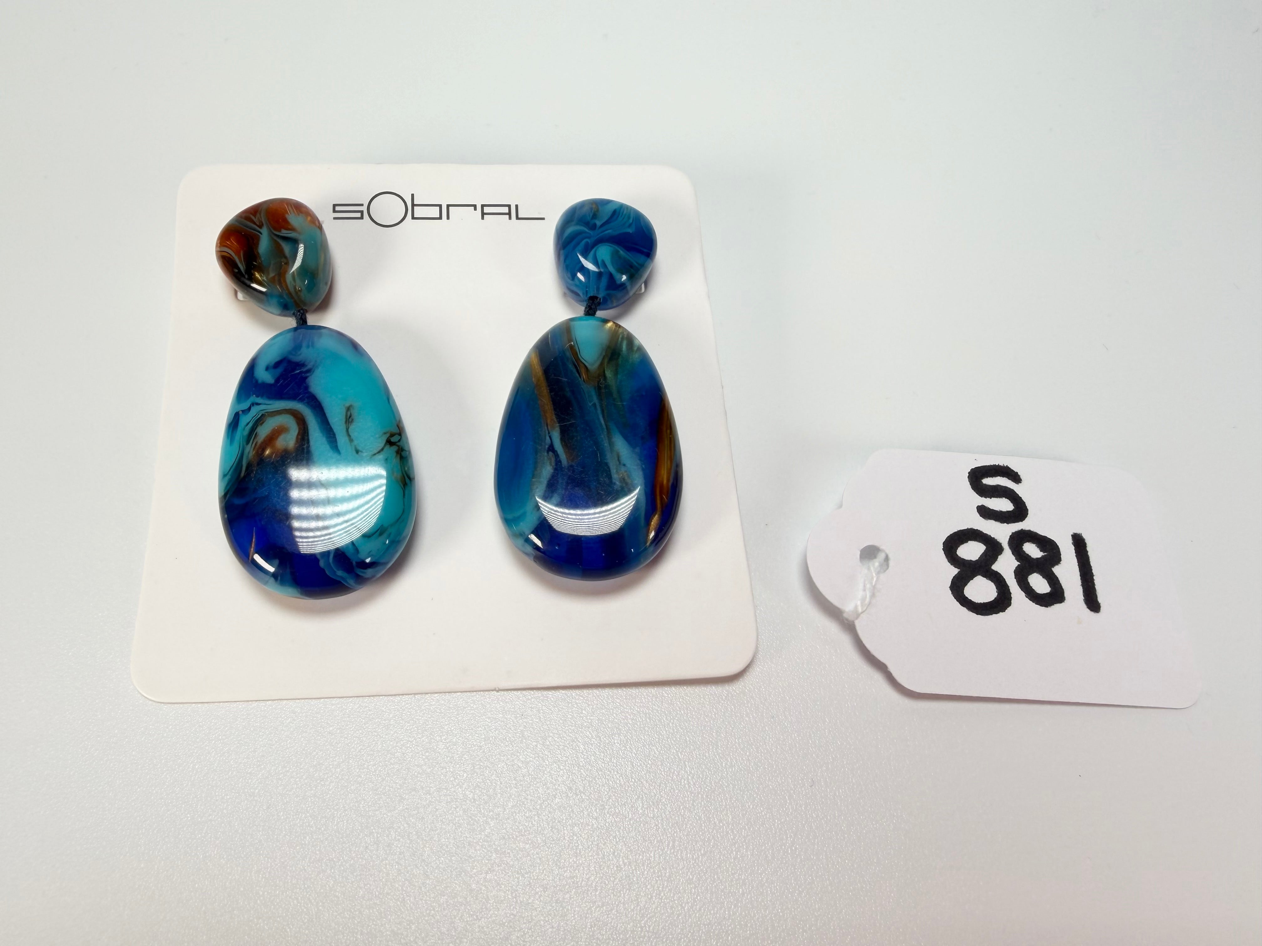 Sobral - Noite Estrelada "Petrolina" Resin Earrings ( 005498 )