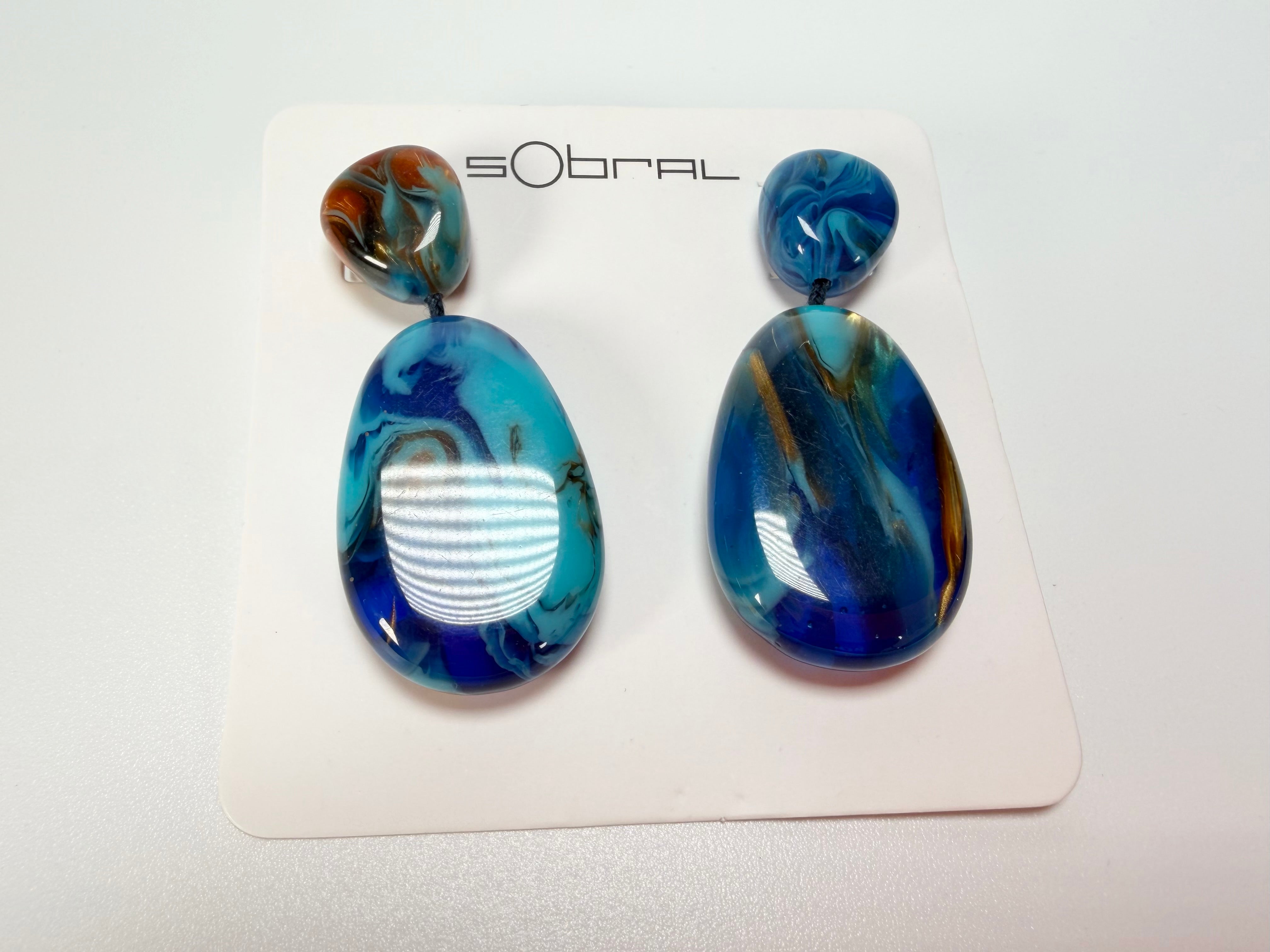 Sobral - Noite Estrelada "Petrolina" Resin Earrings ( 005498 )