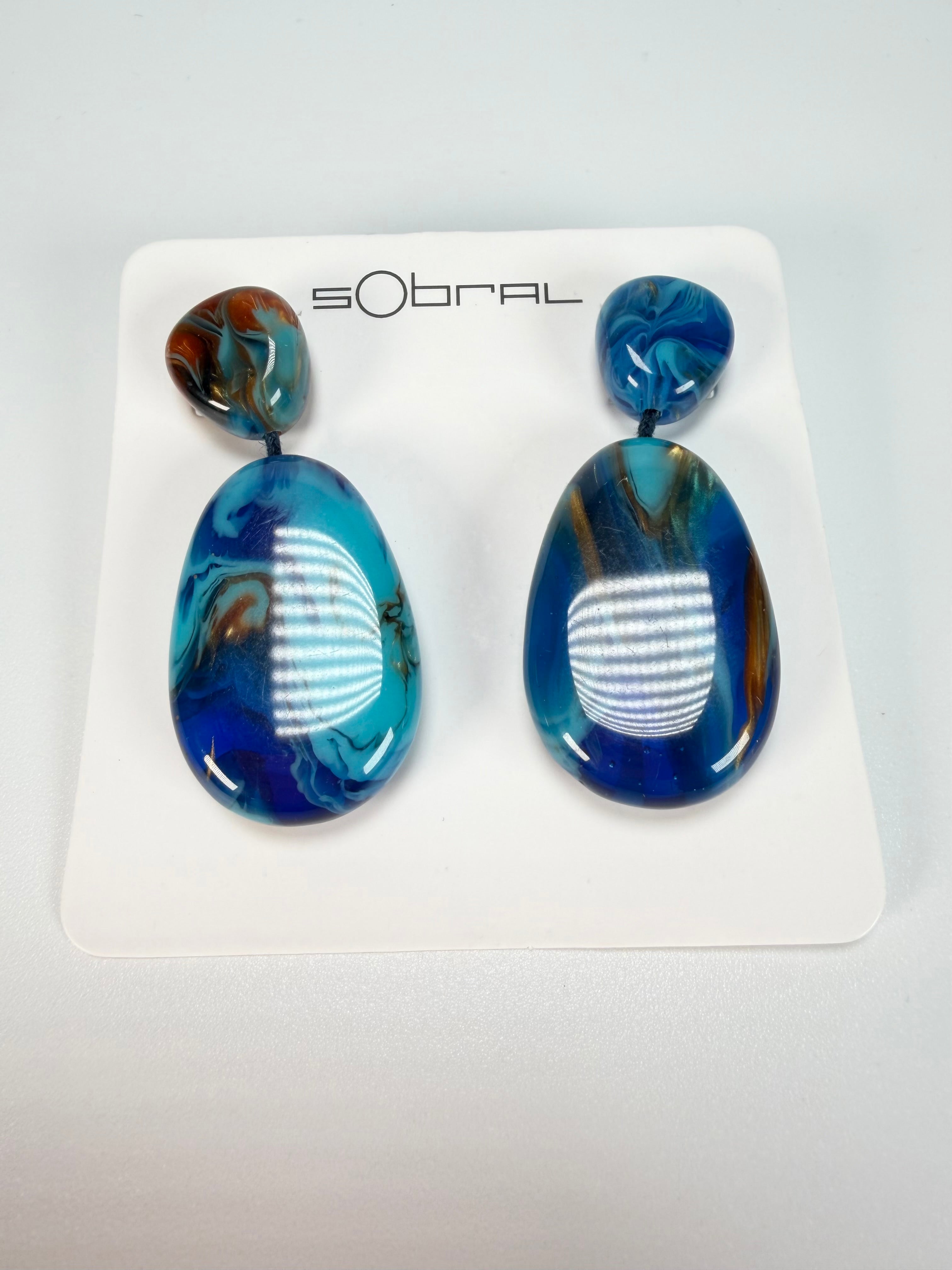 Sobral - Noite Estrelada "Petrolina" Resin Earrings ( 005498 )