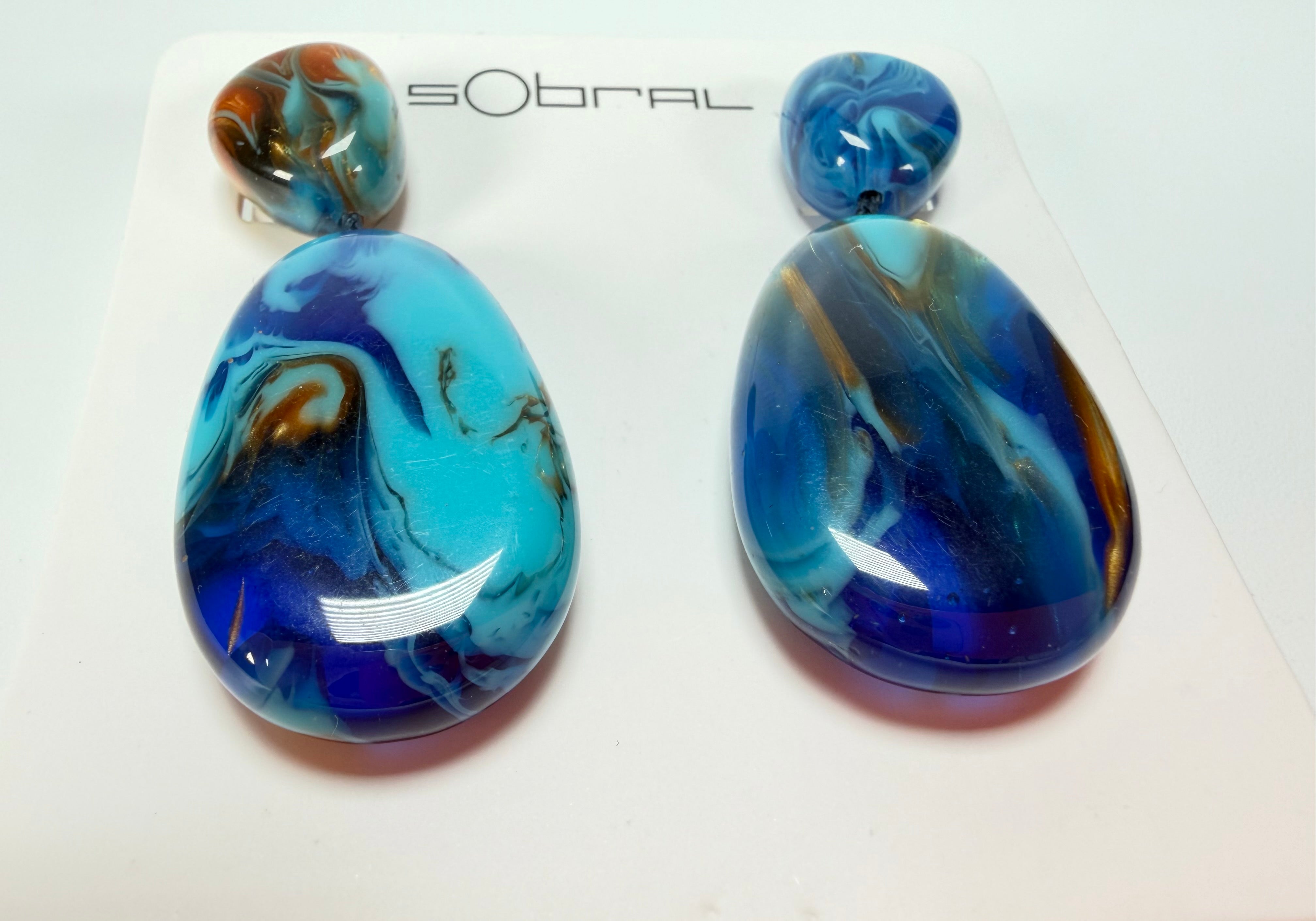 Sobral - Noite Estrelada "Petrolina" Resin Earrings ( 005498 )