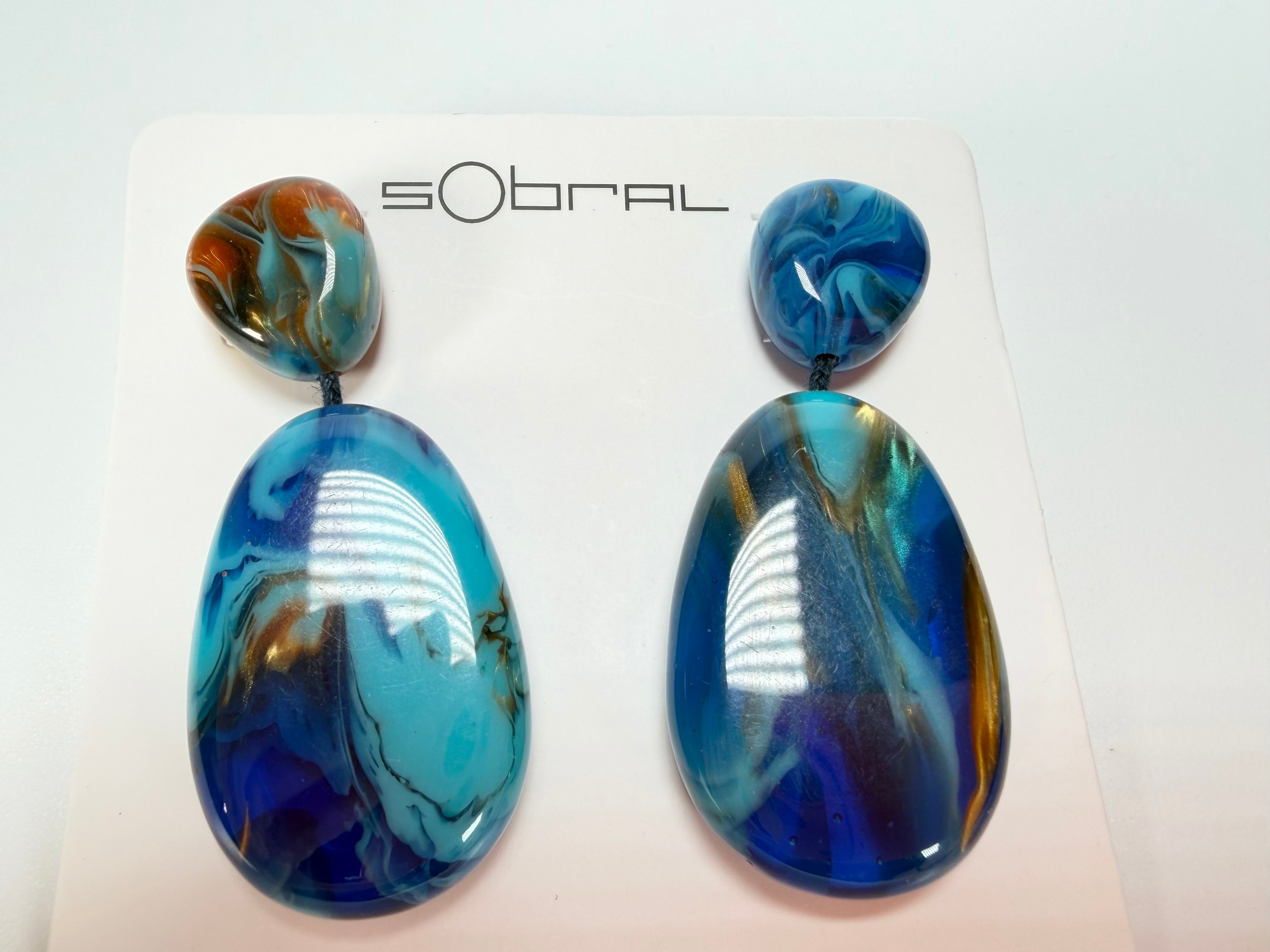 Sobral - Noite Estrelada "Petrolina" Resin Earrings ( 005498 )