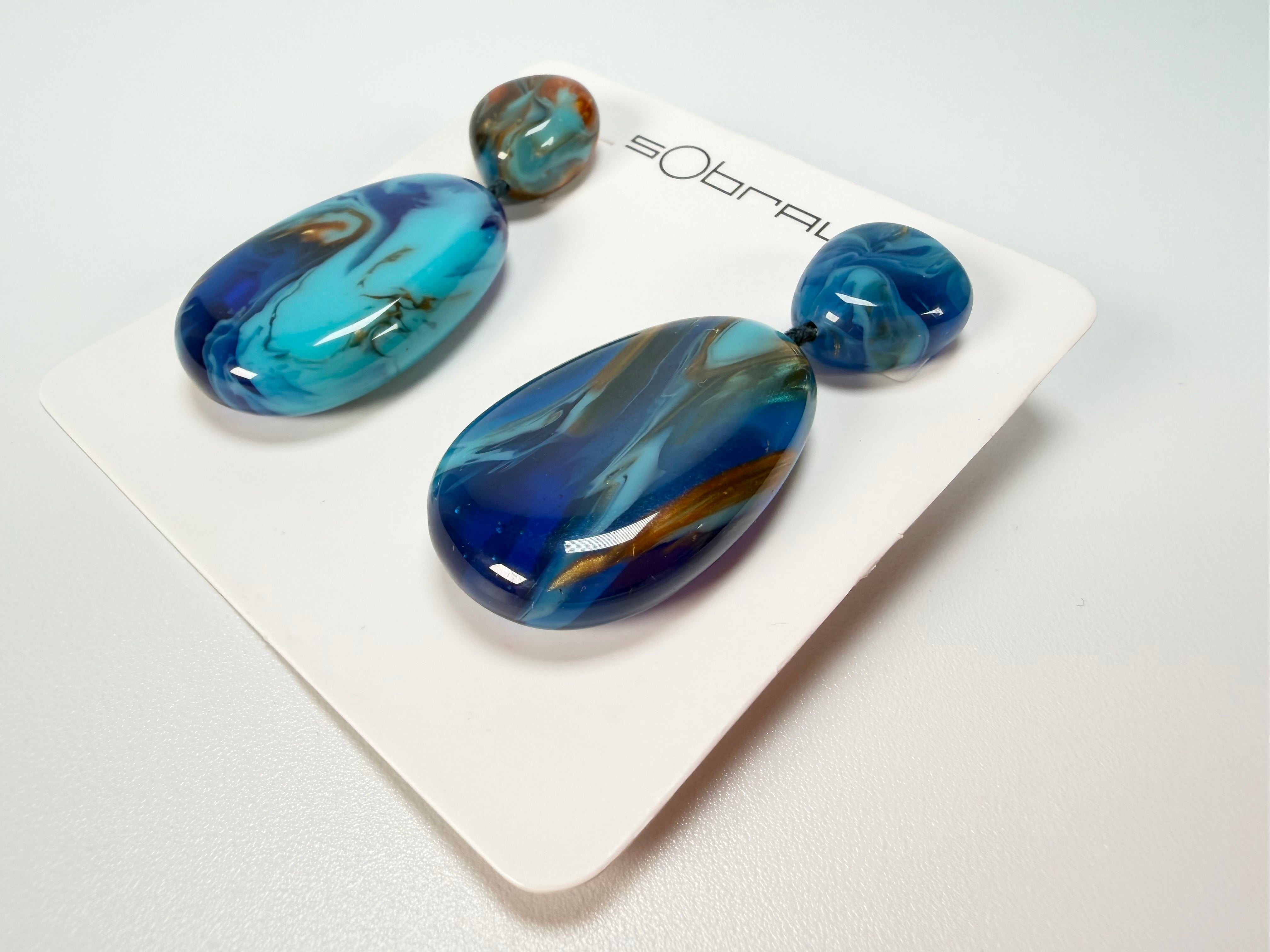 Sobral - Noite Estrelada "Petrolina" Resin Earrings ( 005498 )