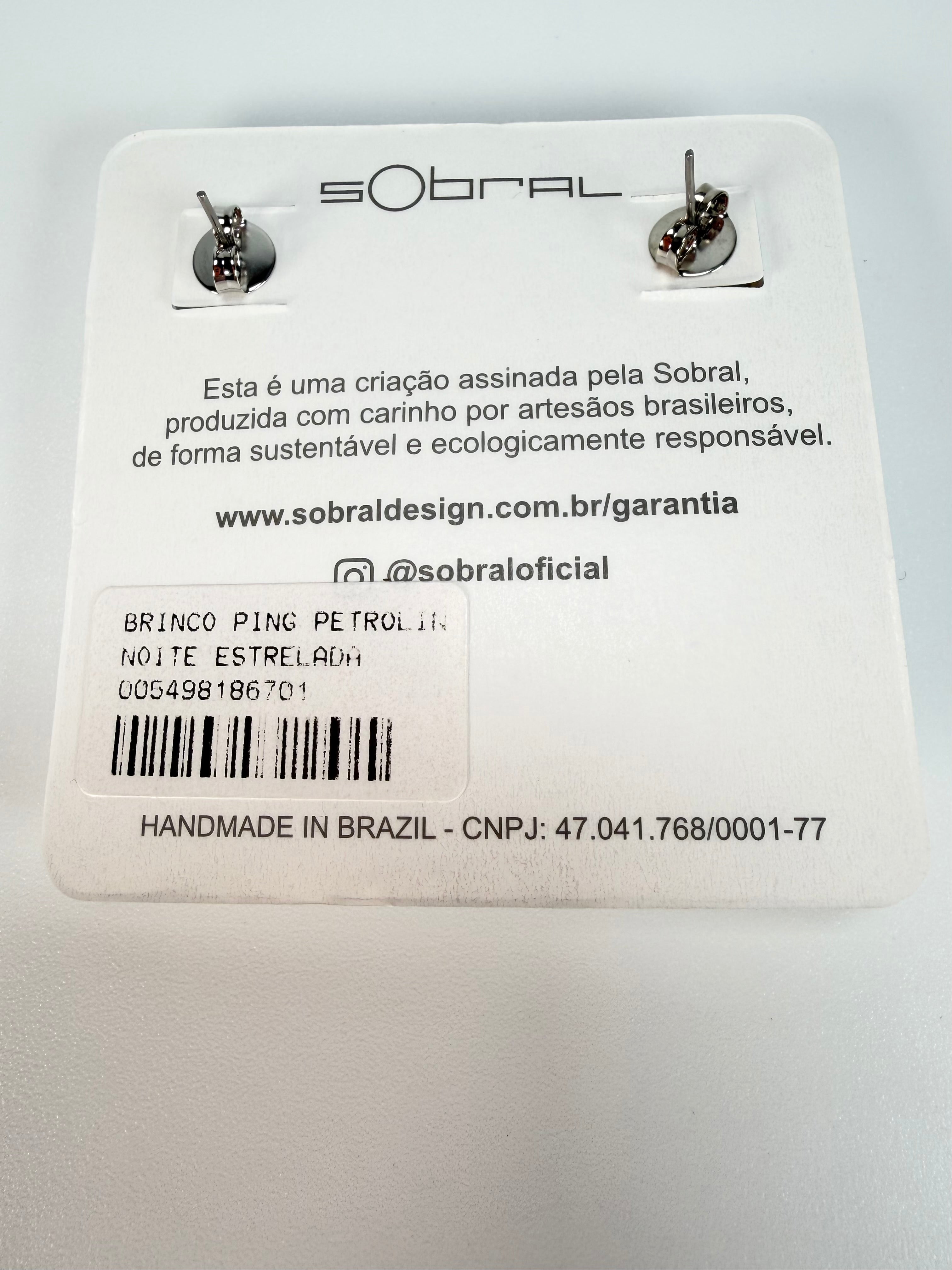 Sobral - Noite Estrelada "Petrolina" Resin Earrings ( 005498 )