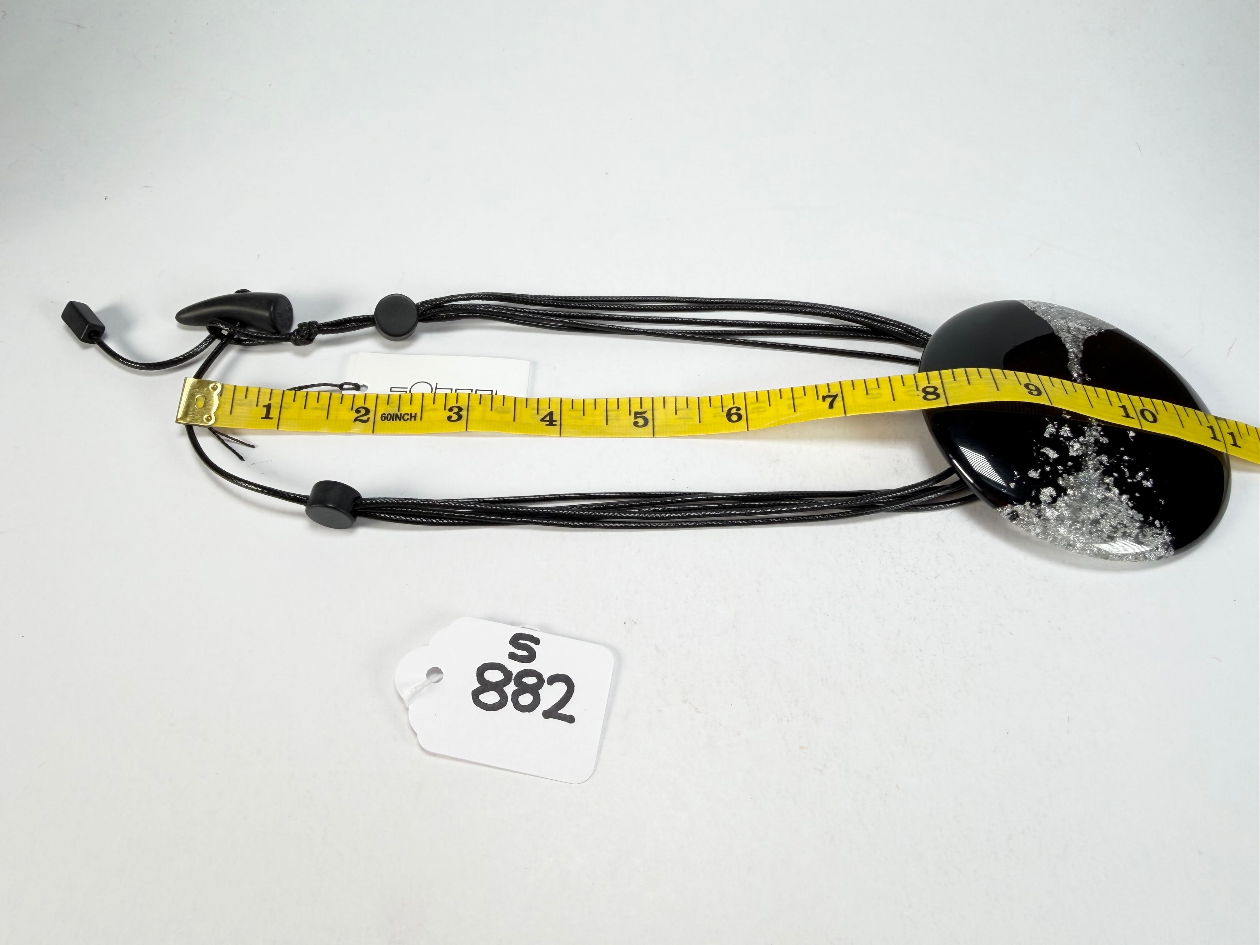 Sobral - Metalique Orlando "Disc" Black & Silver Resin Necklace ( 004096 )