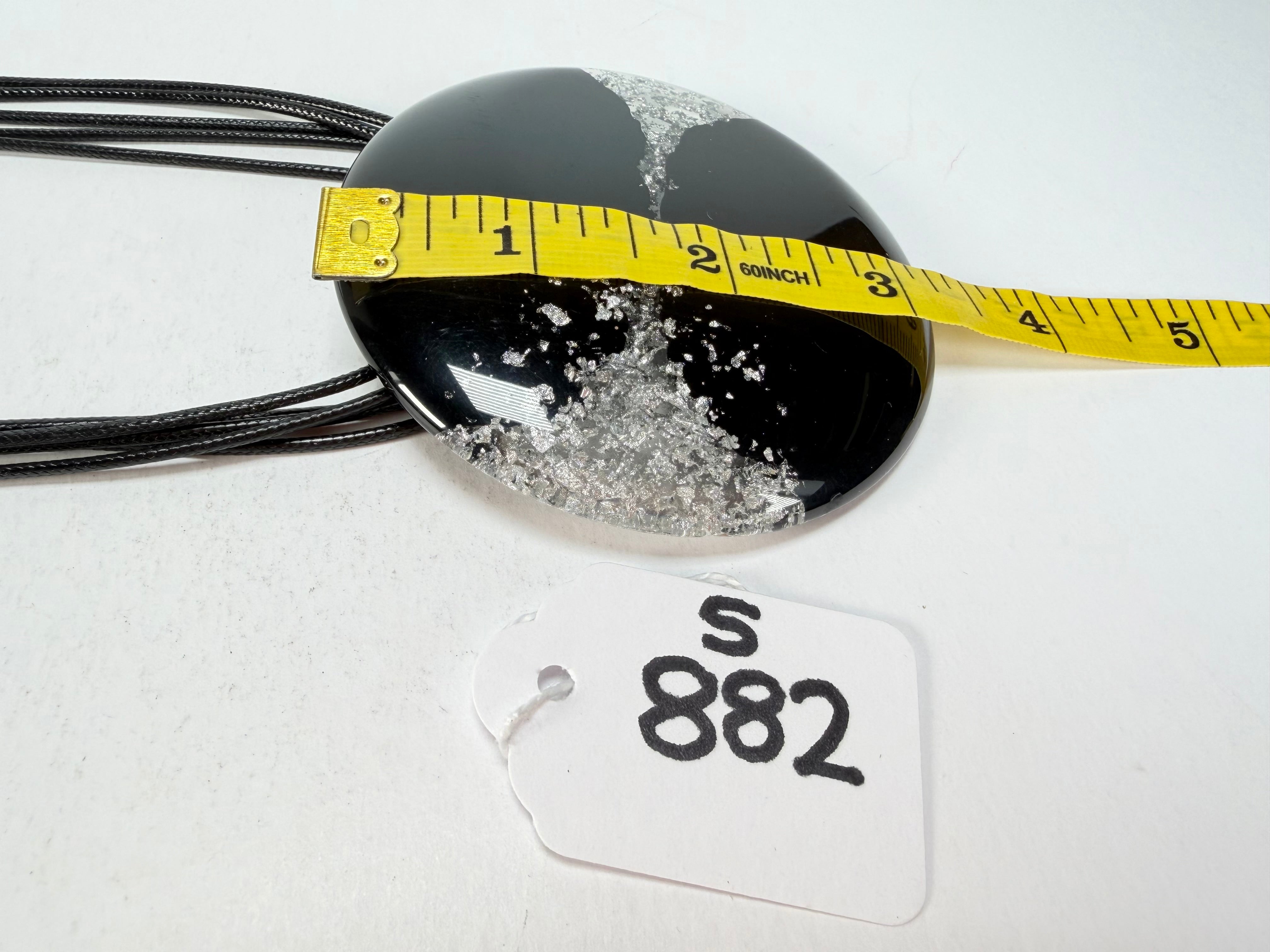 Sobral - Metalique Orlando "Disc" Black & Silver Resin Necklace ( 004096 )