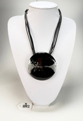 Sobral - Metalique Orlando "Disc" Black & Silver Resin Necklace ( 004096 )