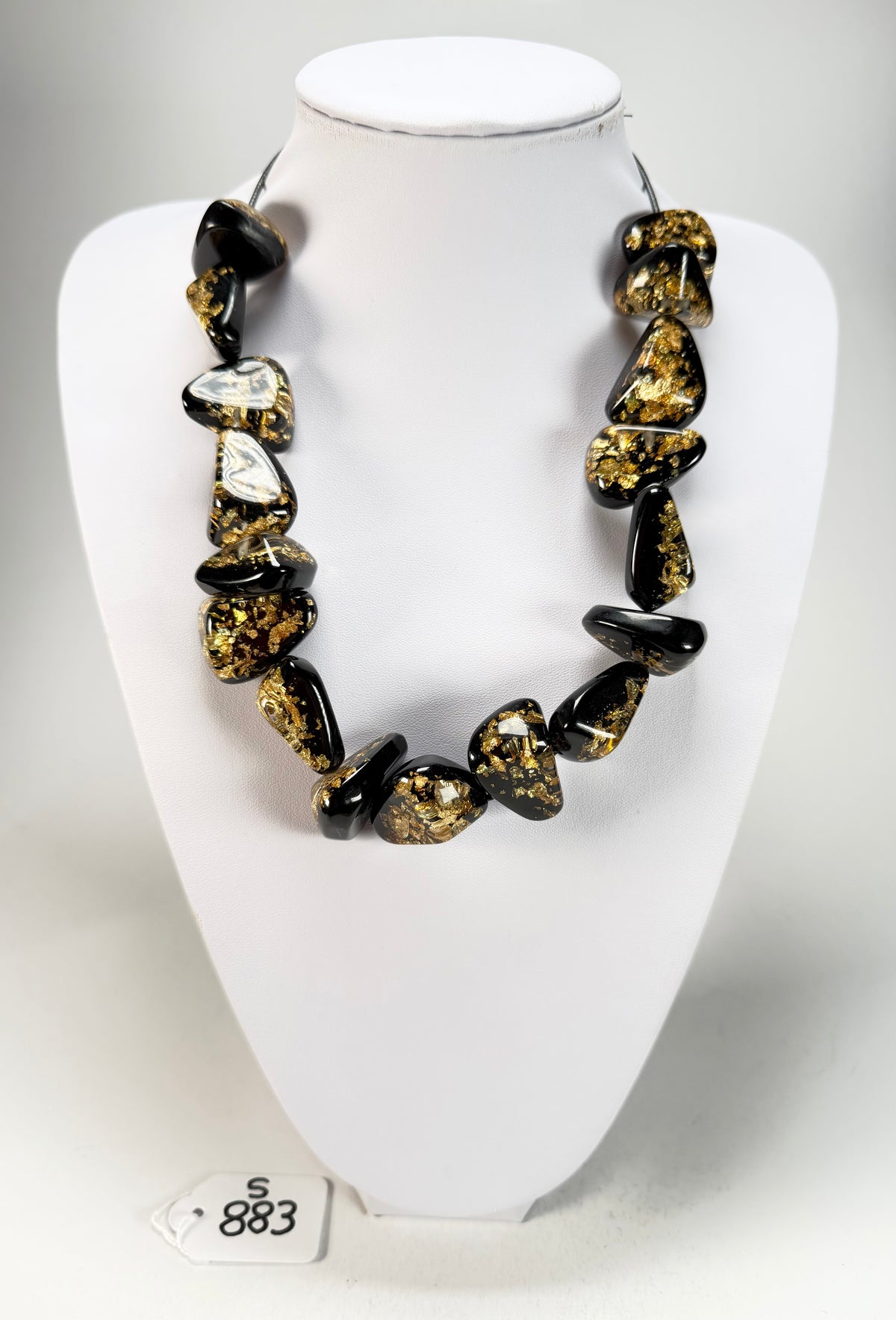 Sobral - Orlando Metalique "Diamond" Black & Gold Resin Necklace ( 003656 )