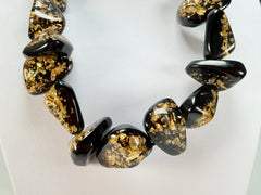 Sobral - Orlando Metalique "Diamond" Black & Gold Resin Necklace ( 003656 )