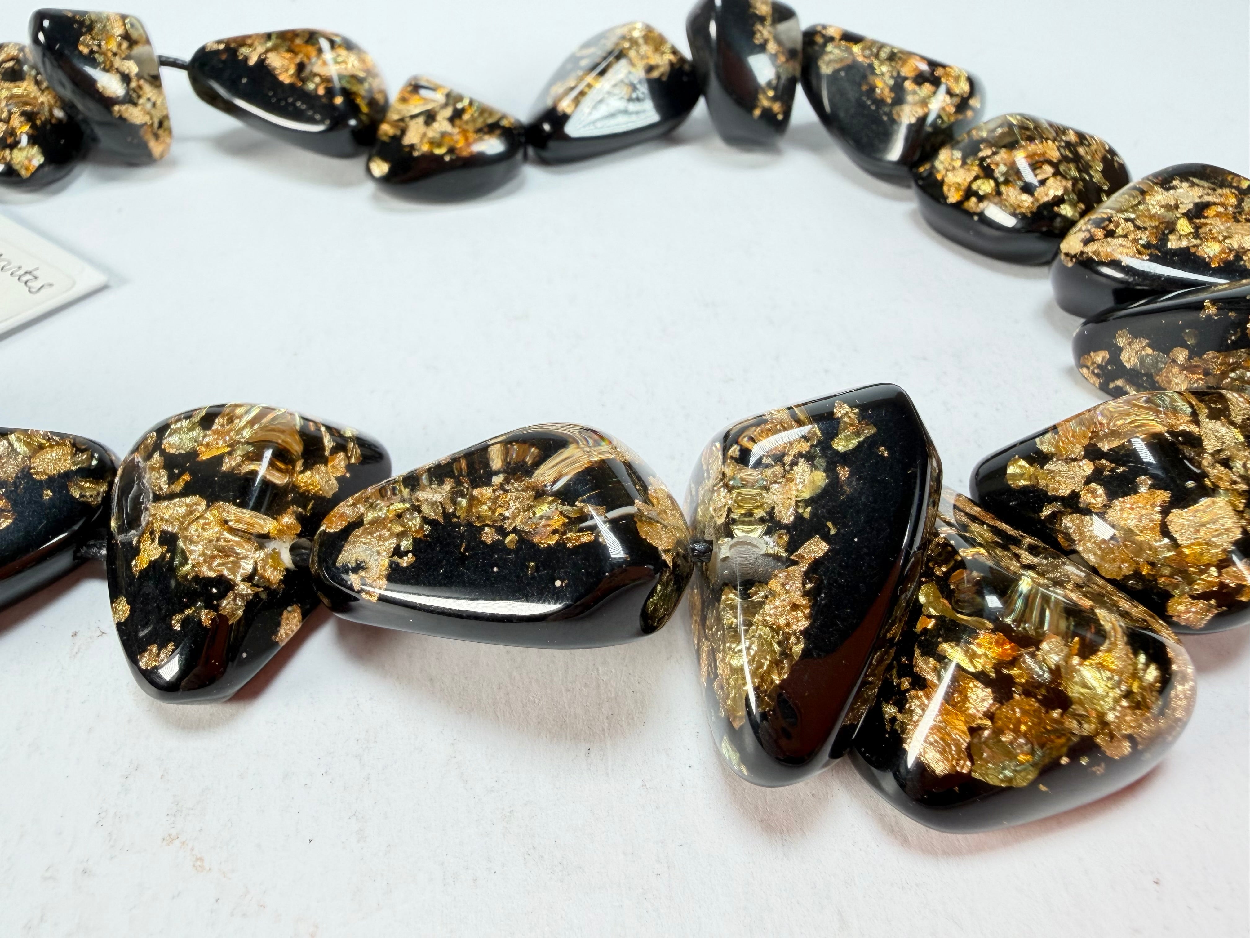 Sobral - Orlando Metalique "Diamond" Black & Gold Resin Necklace ( 003656 )