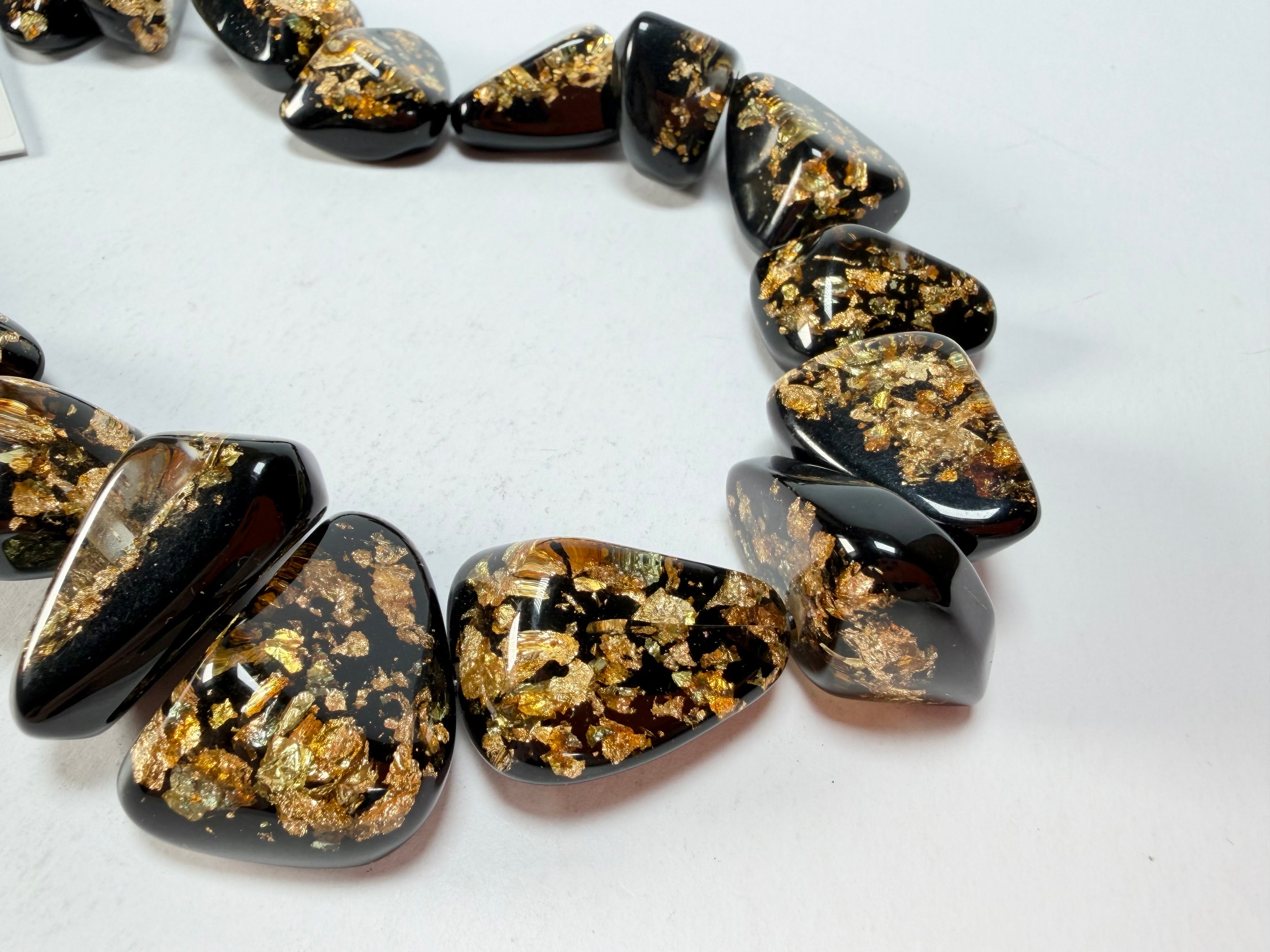 Sobral - Orlando Metalique "Diamond" Black & Gold Resin Necklace ( 003656 )