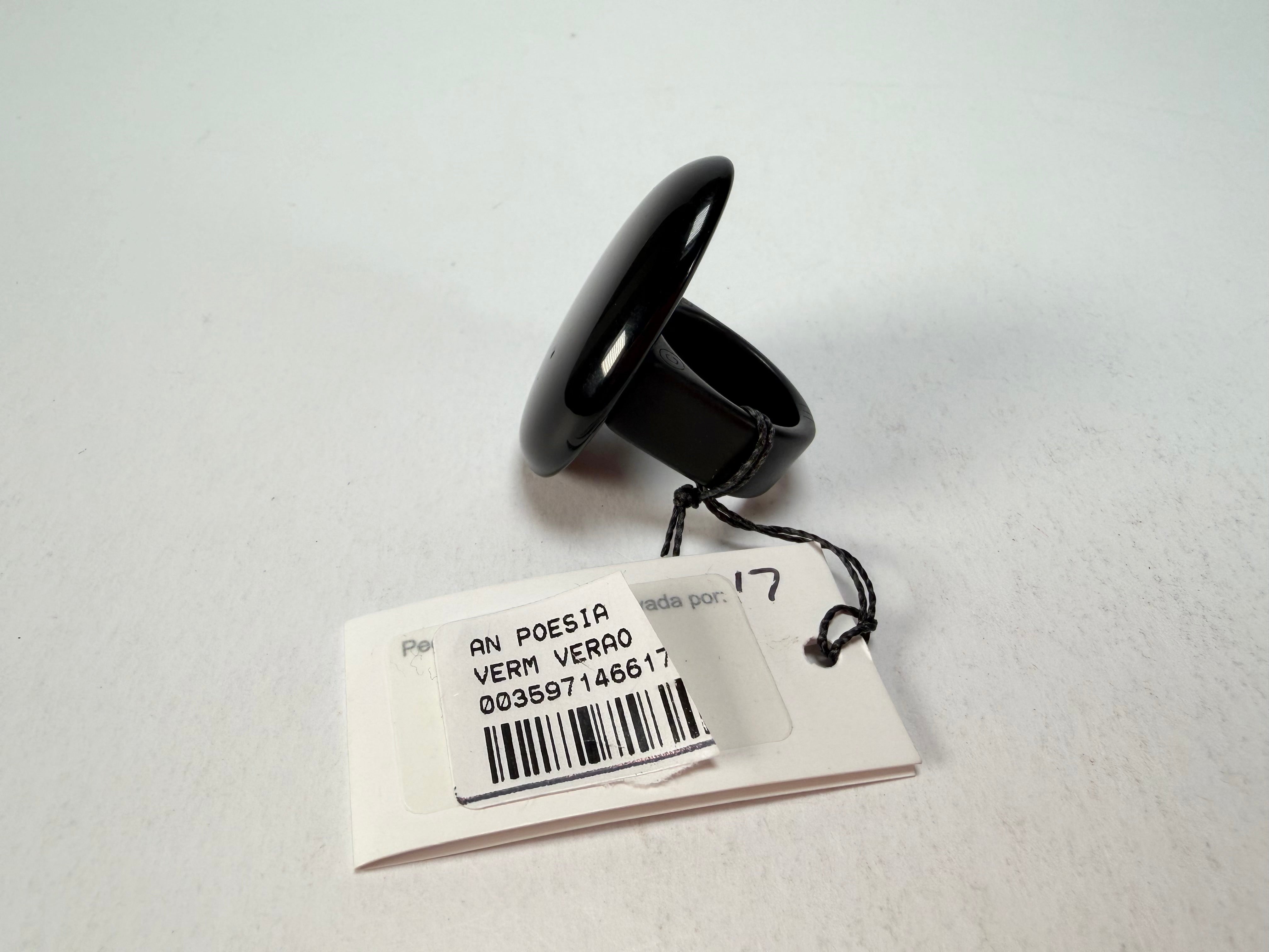 Sobral - Preto "Poesia" Black Resin Ring ( 003597 ) - Size UK T / US 9