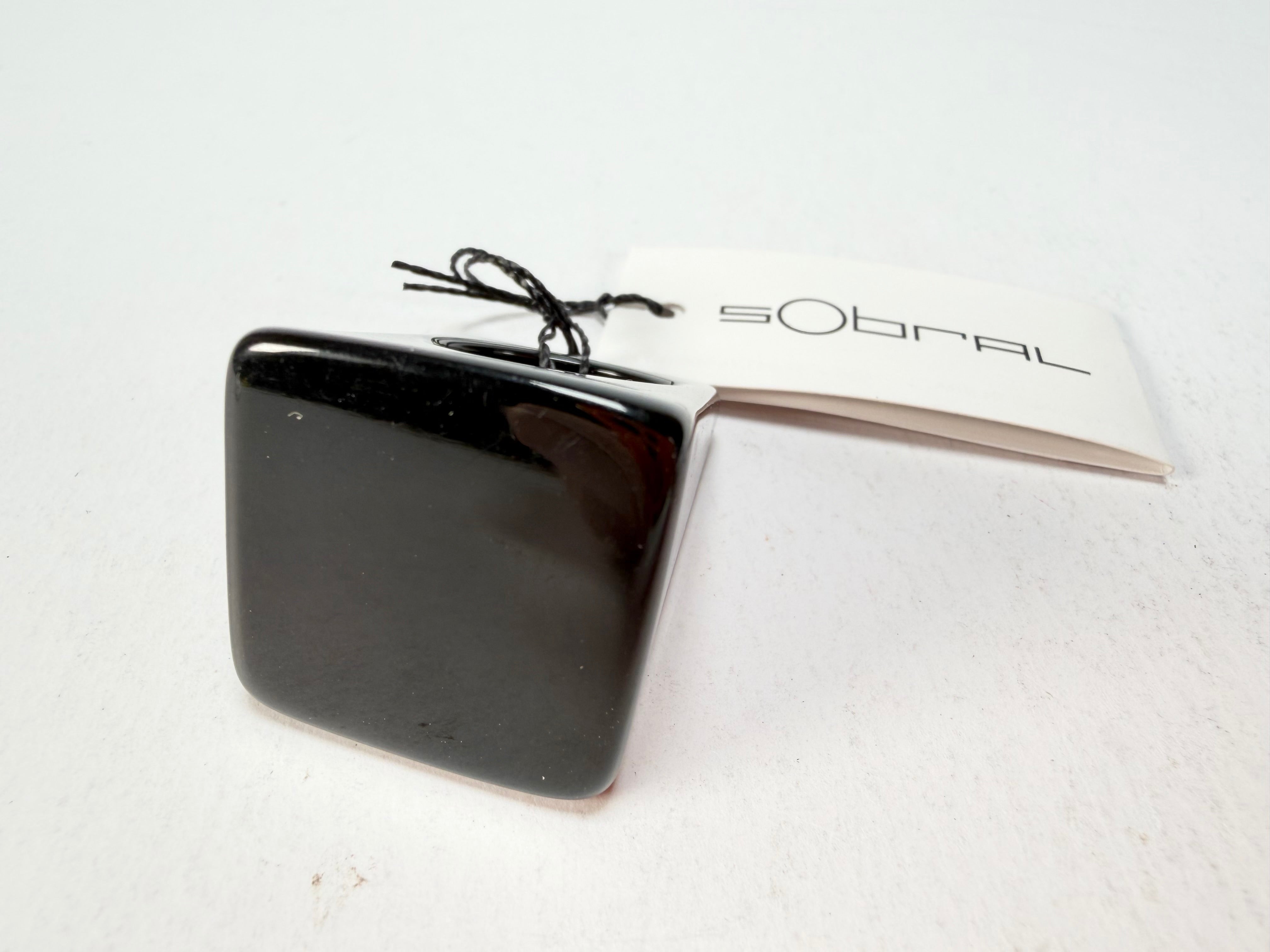Sobral - Preto "Carre" Black Resin Ring ( 000149 ) - Size UK N / US 7