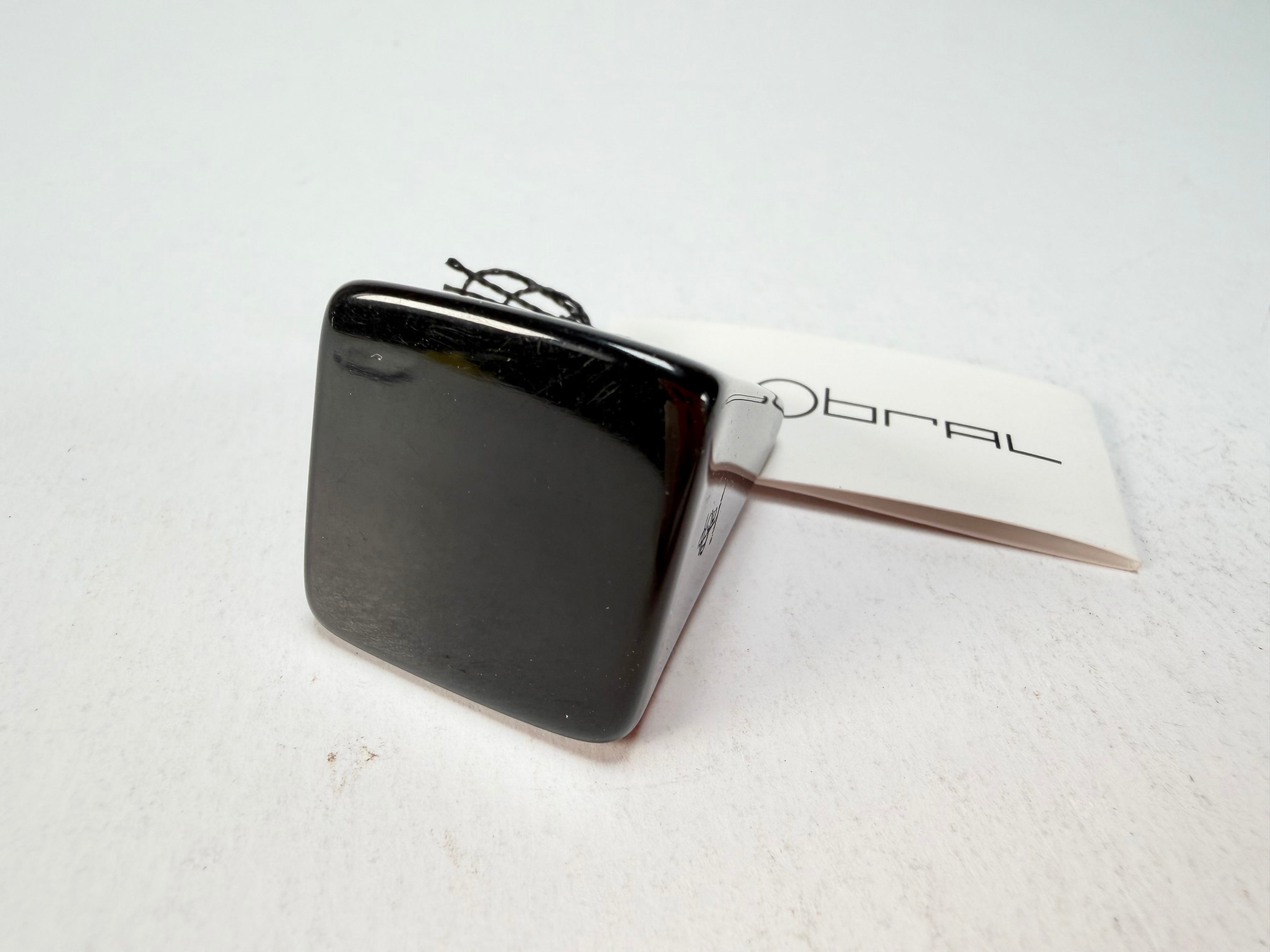 Sobral - Preto "Carre" Black Resin Ring ( 000149 ) - Size UK N / US 7