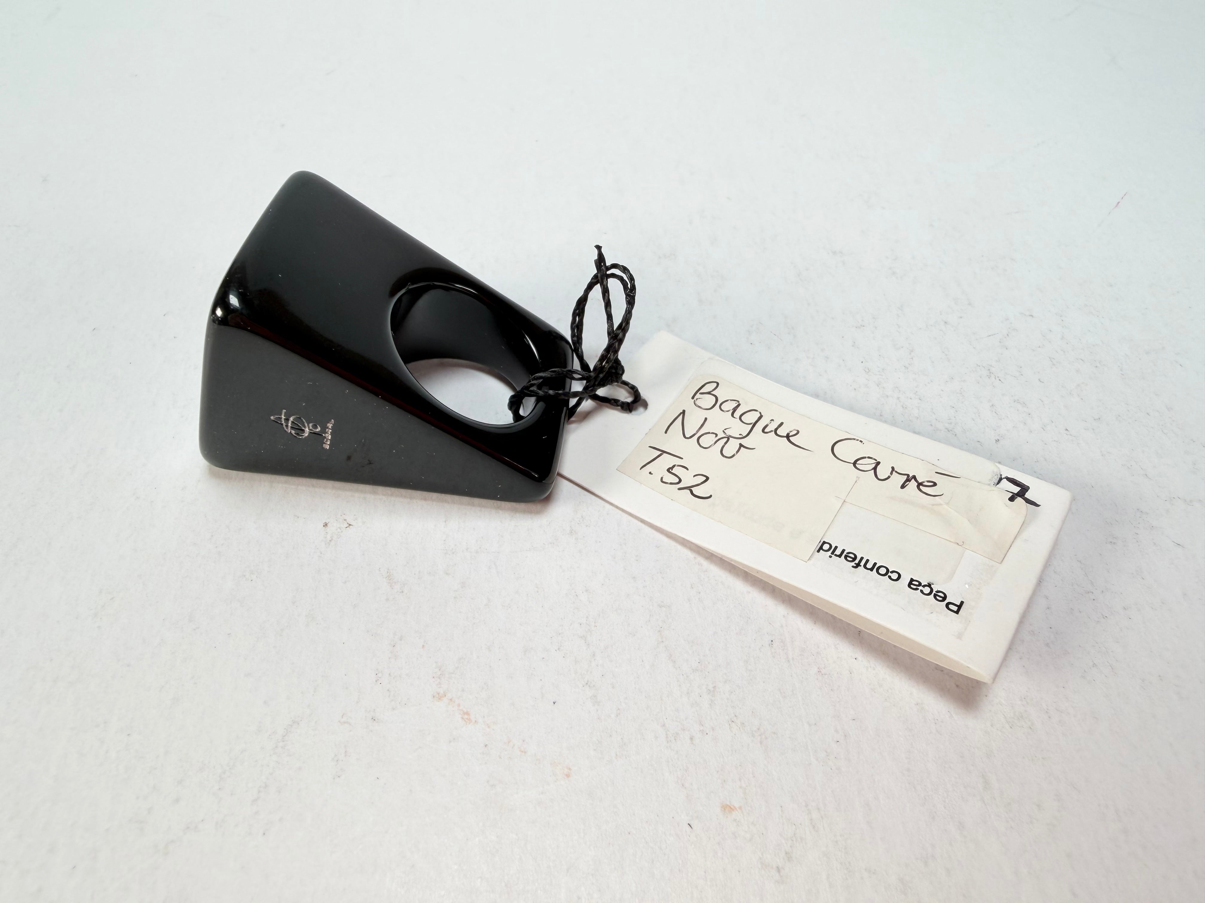 Sobral - Preto "Carre" Black Resin Ring ( 000149 ) - Size UK N / US 7